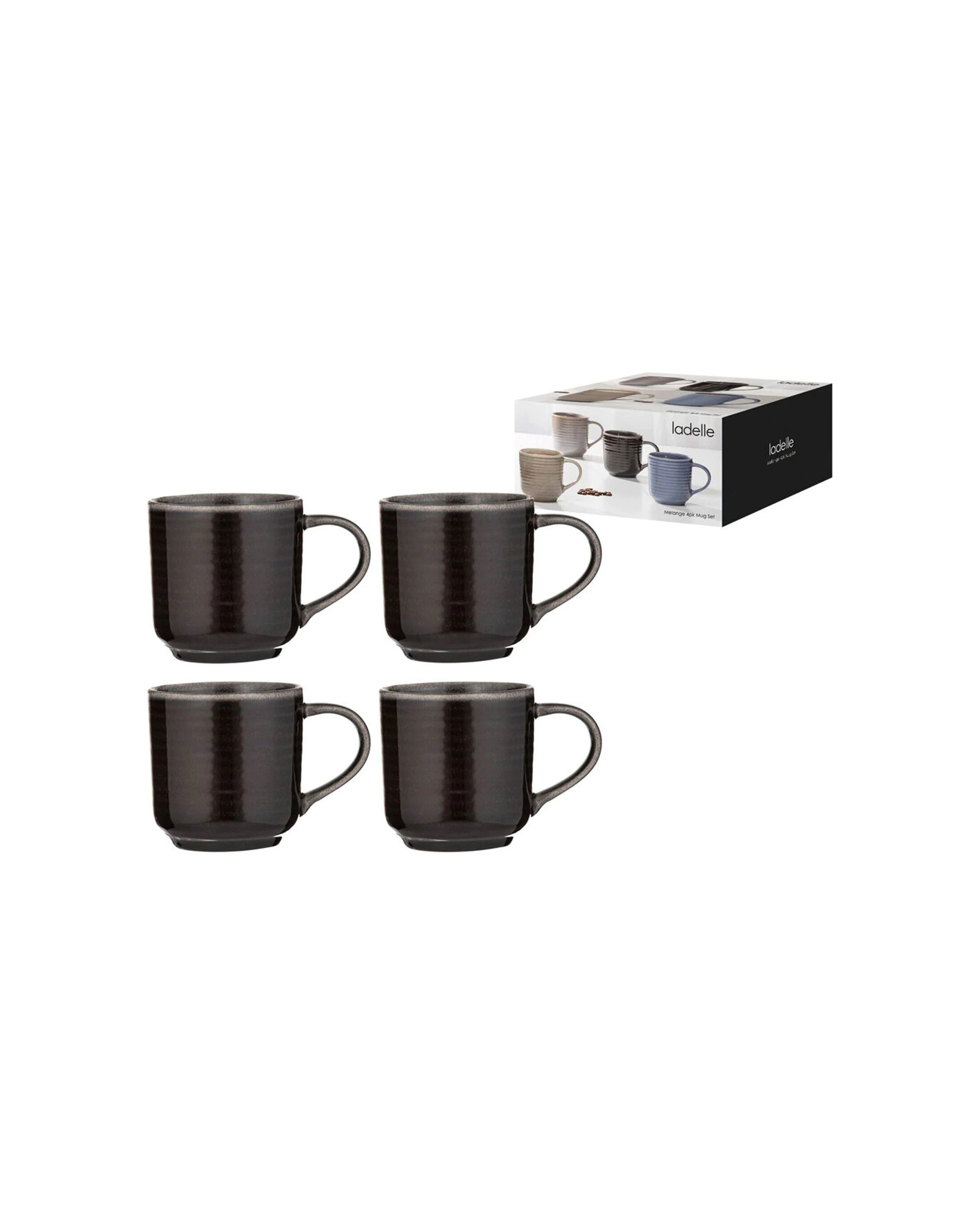 2 Ladelle 4PK Melange Cornflower Stoneware Mug Set 380ml - Black, 2 of 5