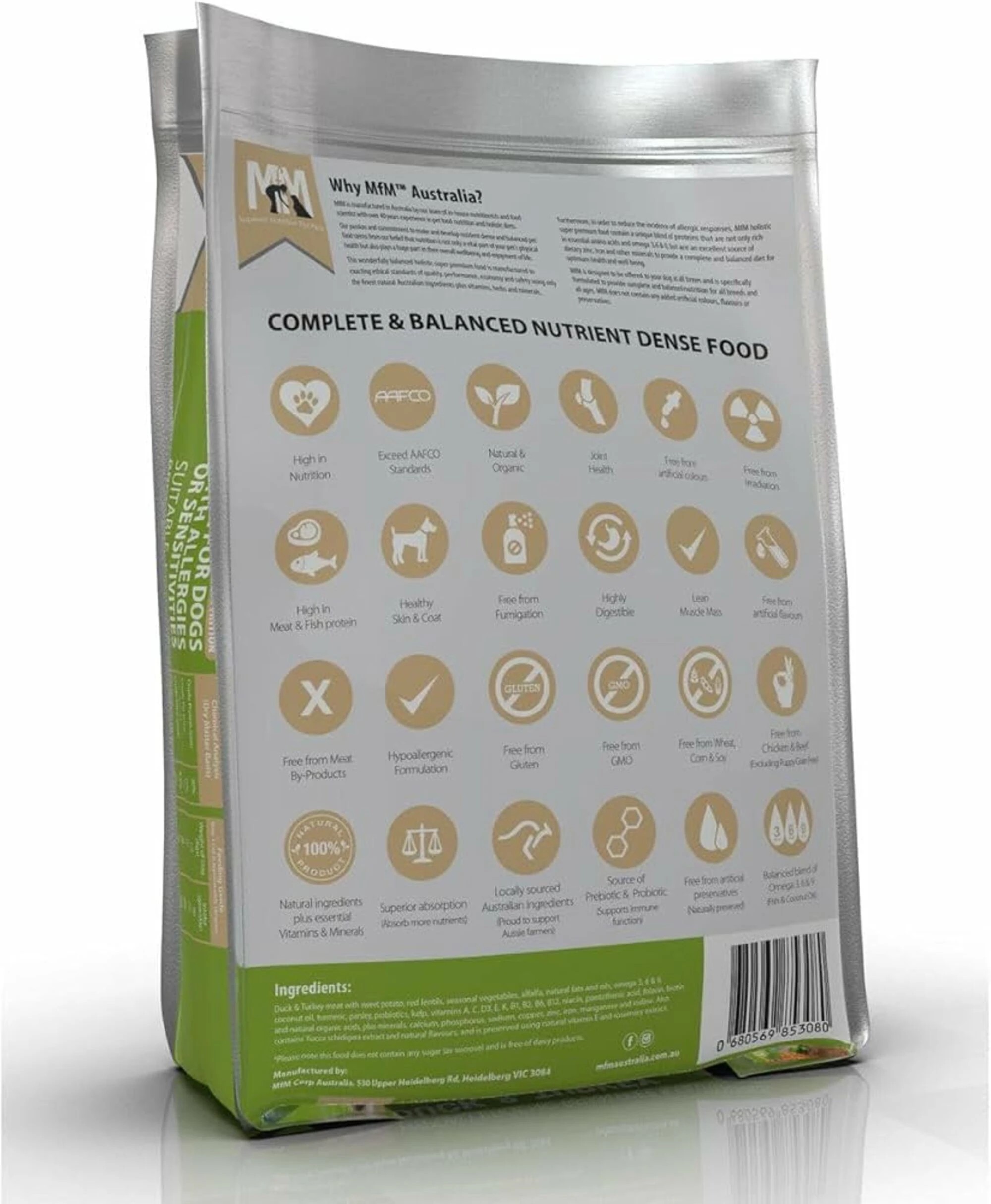 2 MFM Grain Free & Gluten Free Duck & Turkey Dog Food 9kg, 2 of 2