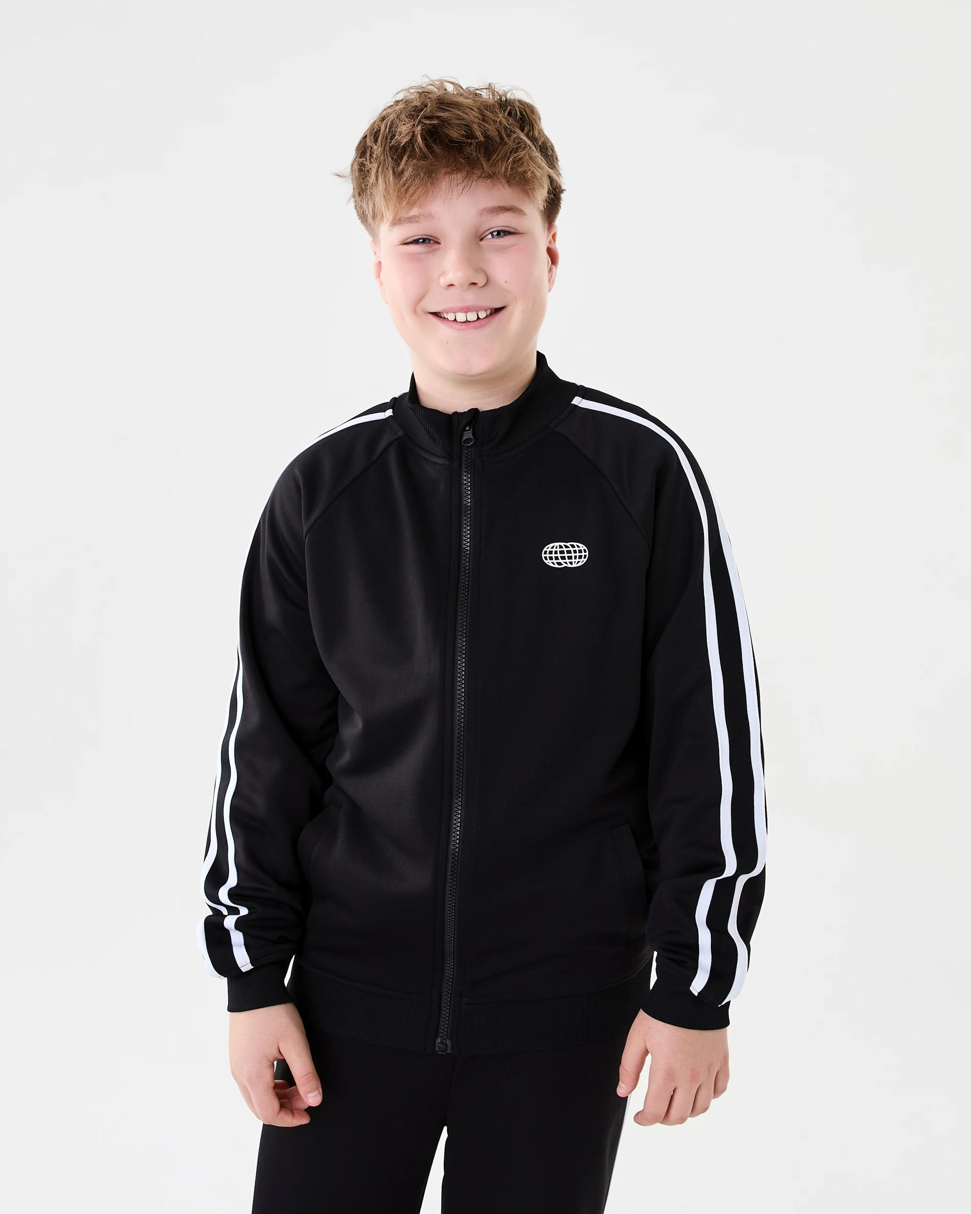 2 Tricot Zip Through Sweatshirt Blk Globe, 2 of 9