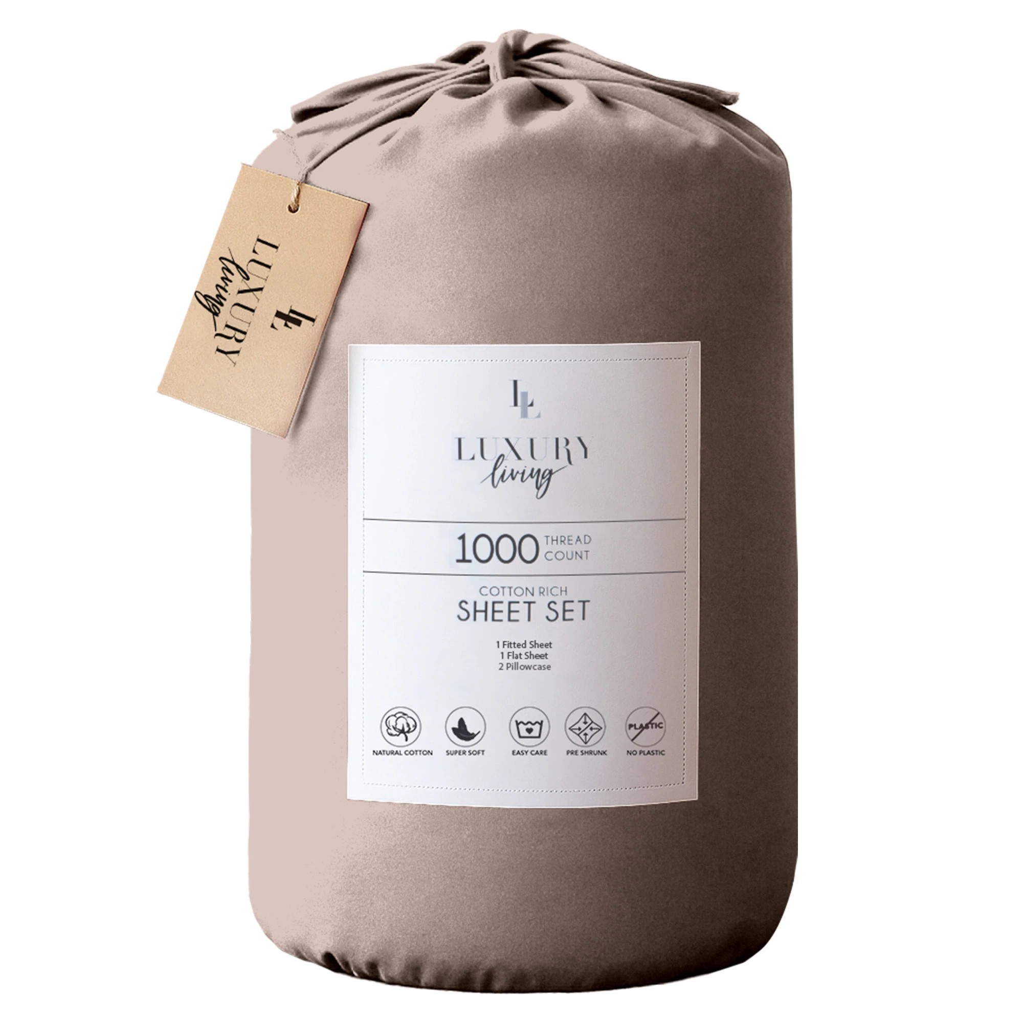 3 4pc 1000 Thread Count Cotton Rich King Bed Sheet Gift Pack Cvc Microfibre Blend In Linen
 - King Bed, 3 of 10