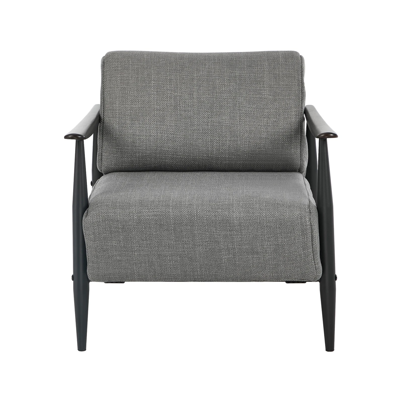 7 Oikiture Wooden Armchair Lounge Sofa Chair Fabric Accent Armchairs - Grey, 7 of 10