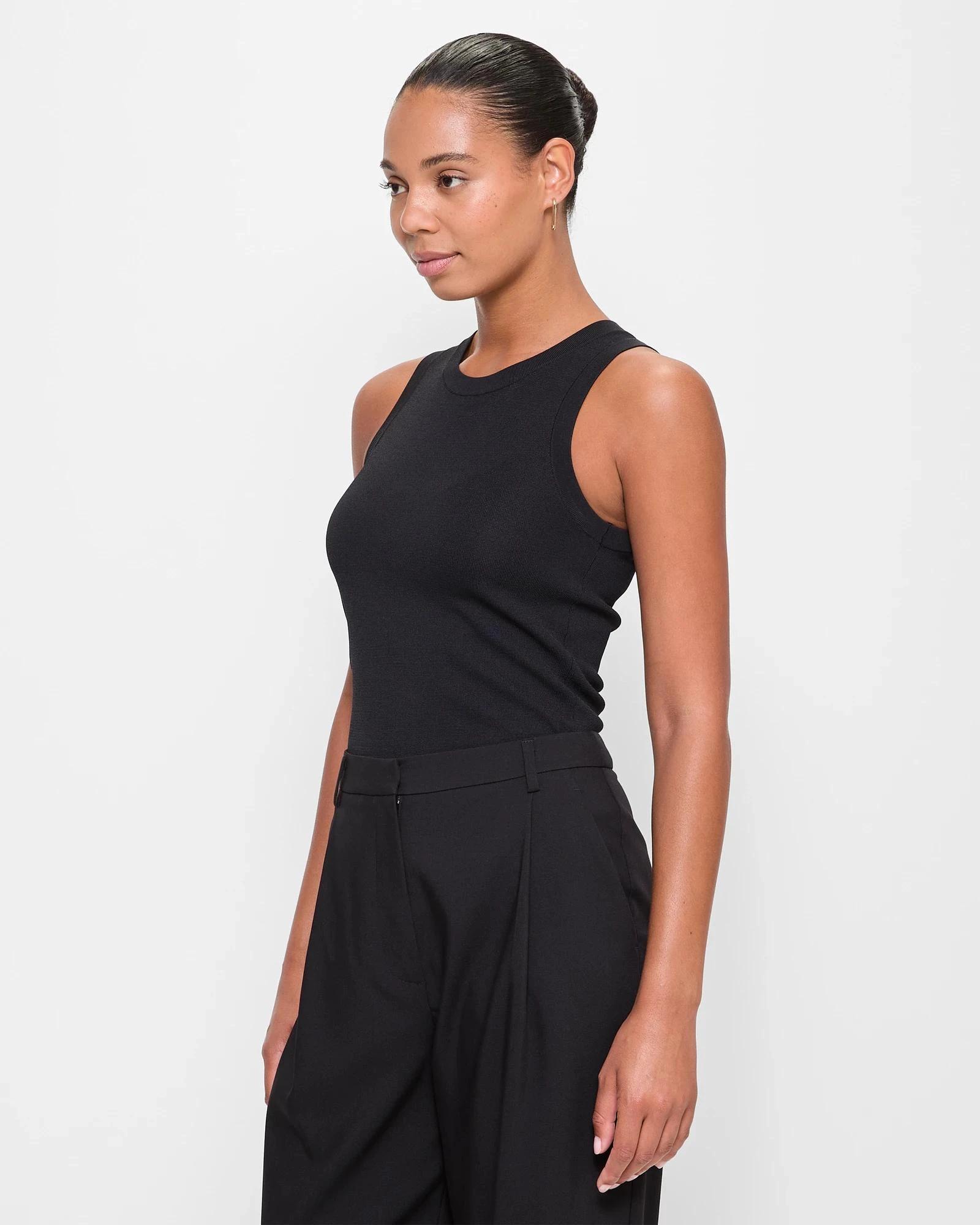 3 Ultimate Sleeveless Rib Knit Tank Top - Preview BLACK, 3 of 5