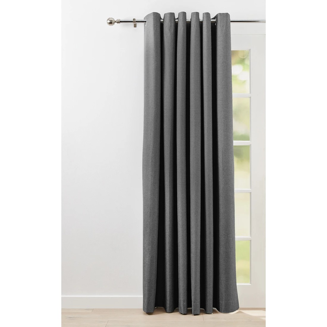 1 Monaco Double Width Eyelet Block Out Curtain - Pepper - 240cm x 213cm, 1 of 8
