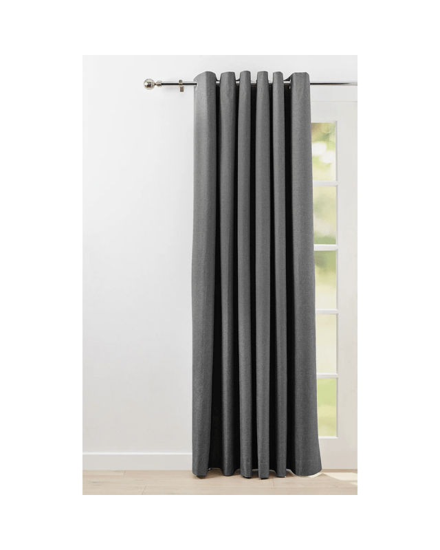 Monaco Double Width Eyelet Block Out Curtain - Pepper - 240cm x 2