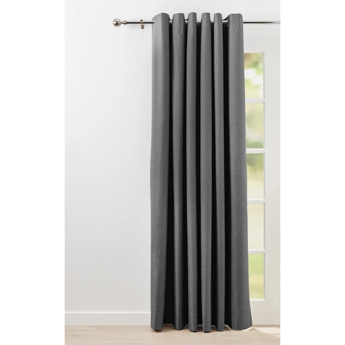 1 Monaco Double Width Eyelet Block Out Curtain - Pepper, 1 of 8