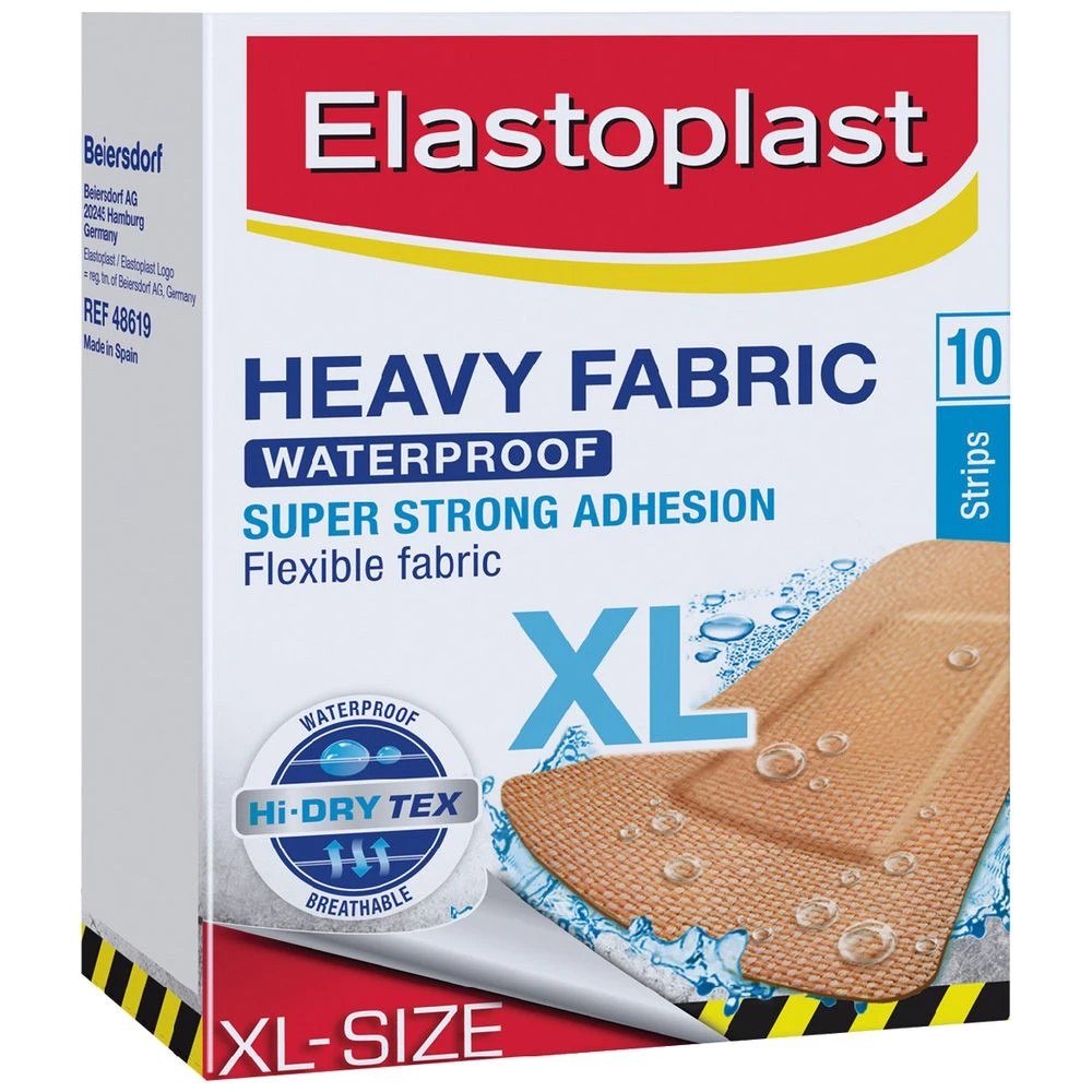 1 Elastoplast Heavy Fabric Waterproof XL Strips 10 Pack, 1 of 1