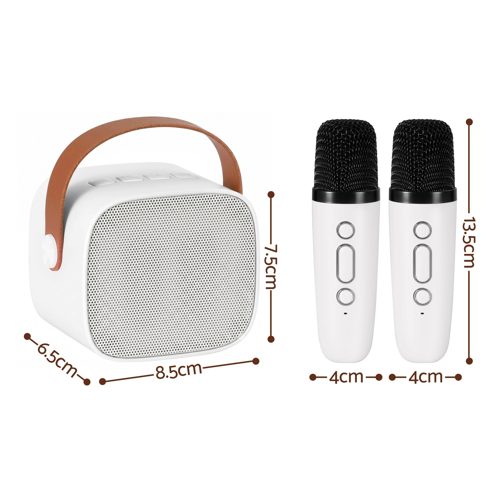 3 Alpha Mini Portable Karaoke Machine for Adults Kids with 2 Wireless Microphones - White, 3 of 9