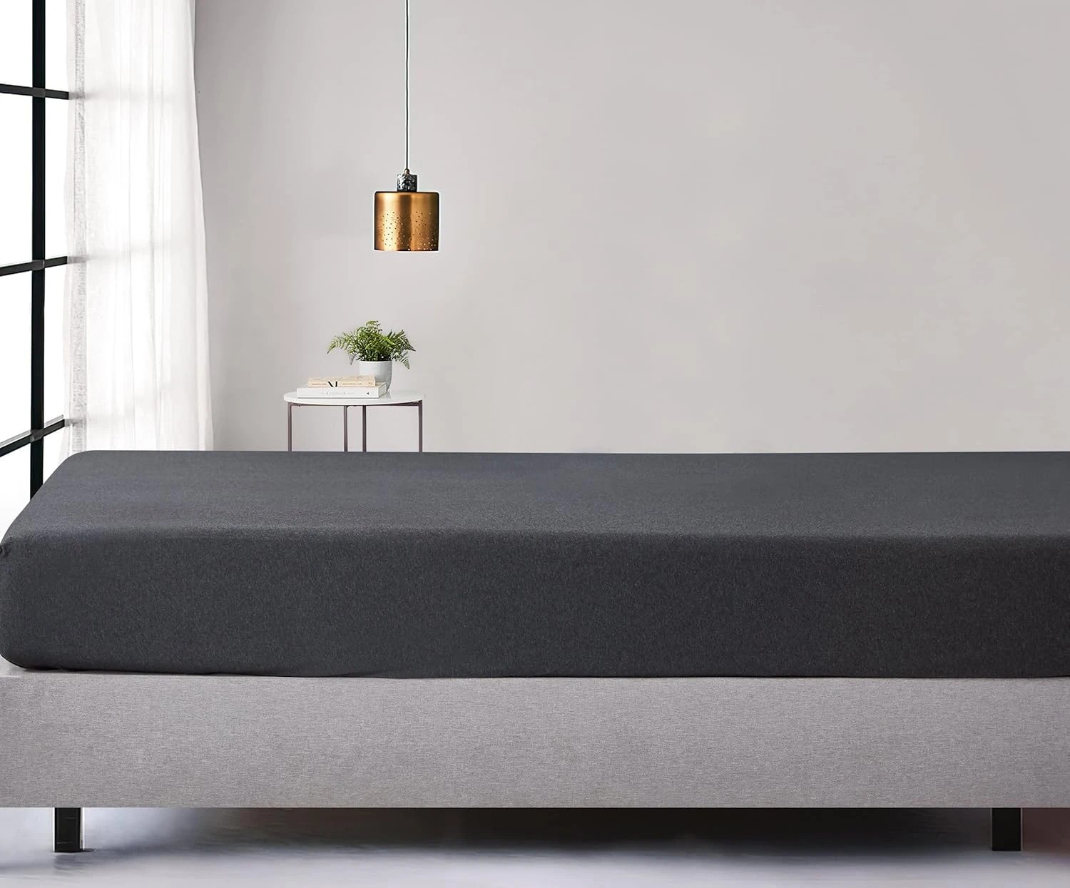 1 Gioia Casa Jersey Cotton Fitted Sheet Soft Stretchy Breathable - Queen Bed - Black Marble, 1 of 3