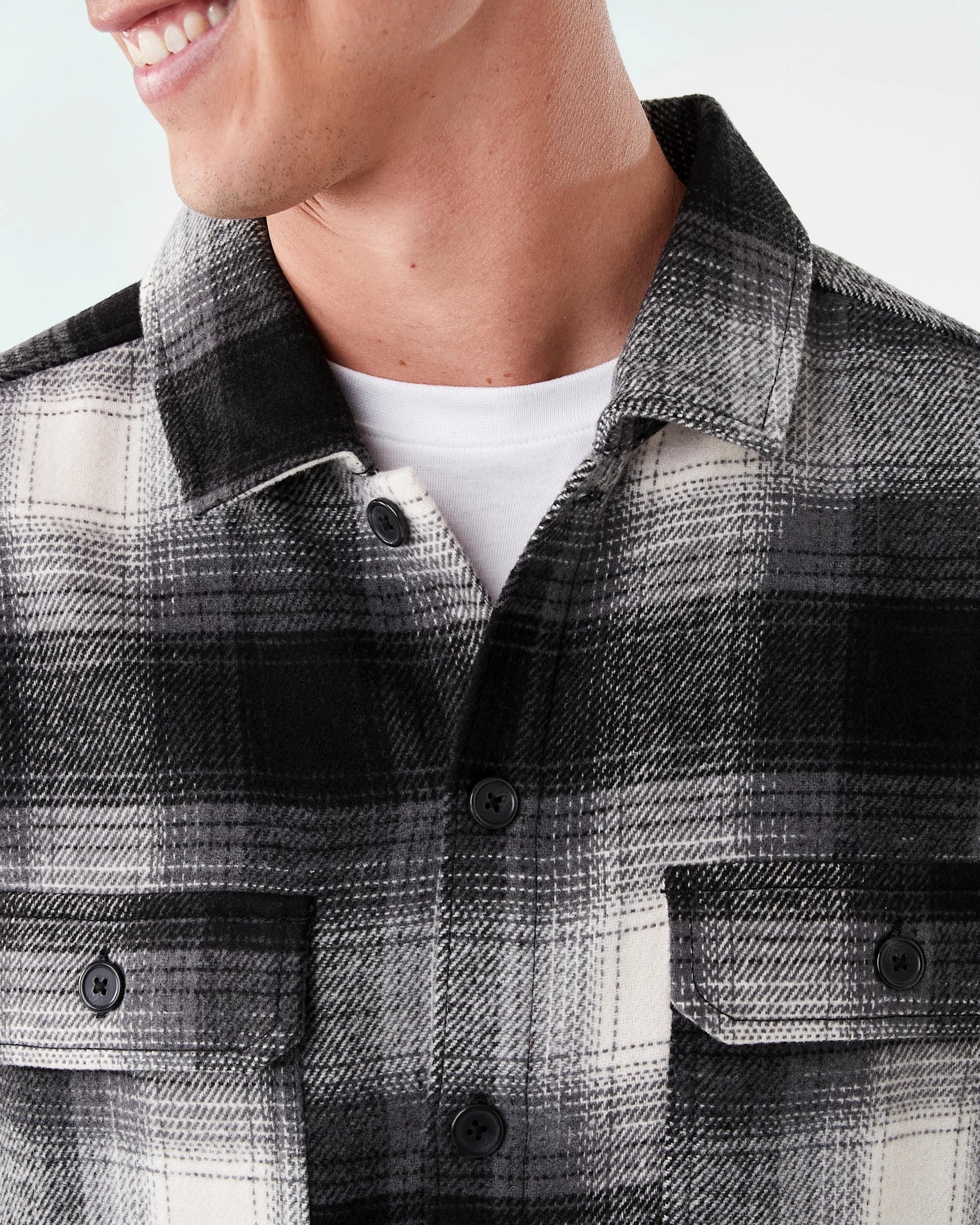 6 Long Sleeve Check Overshirt Blk Check, 6 of 9