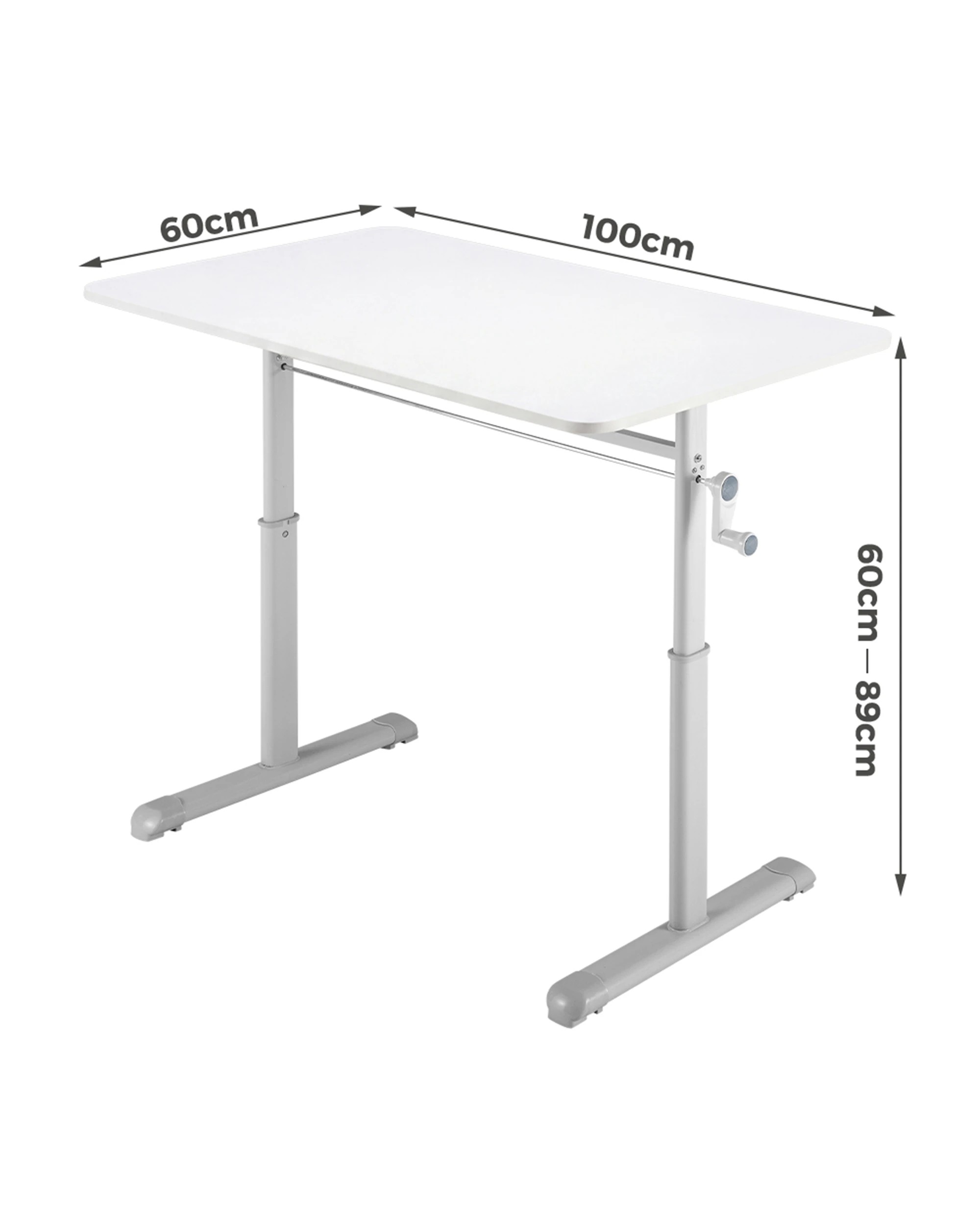 8 PlayPals Kids Desk Hand Crank Adjustable Standing Table 100x60cm - White, 8 of 9