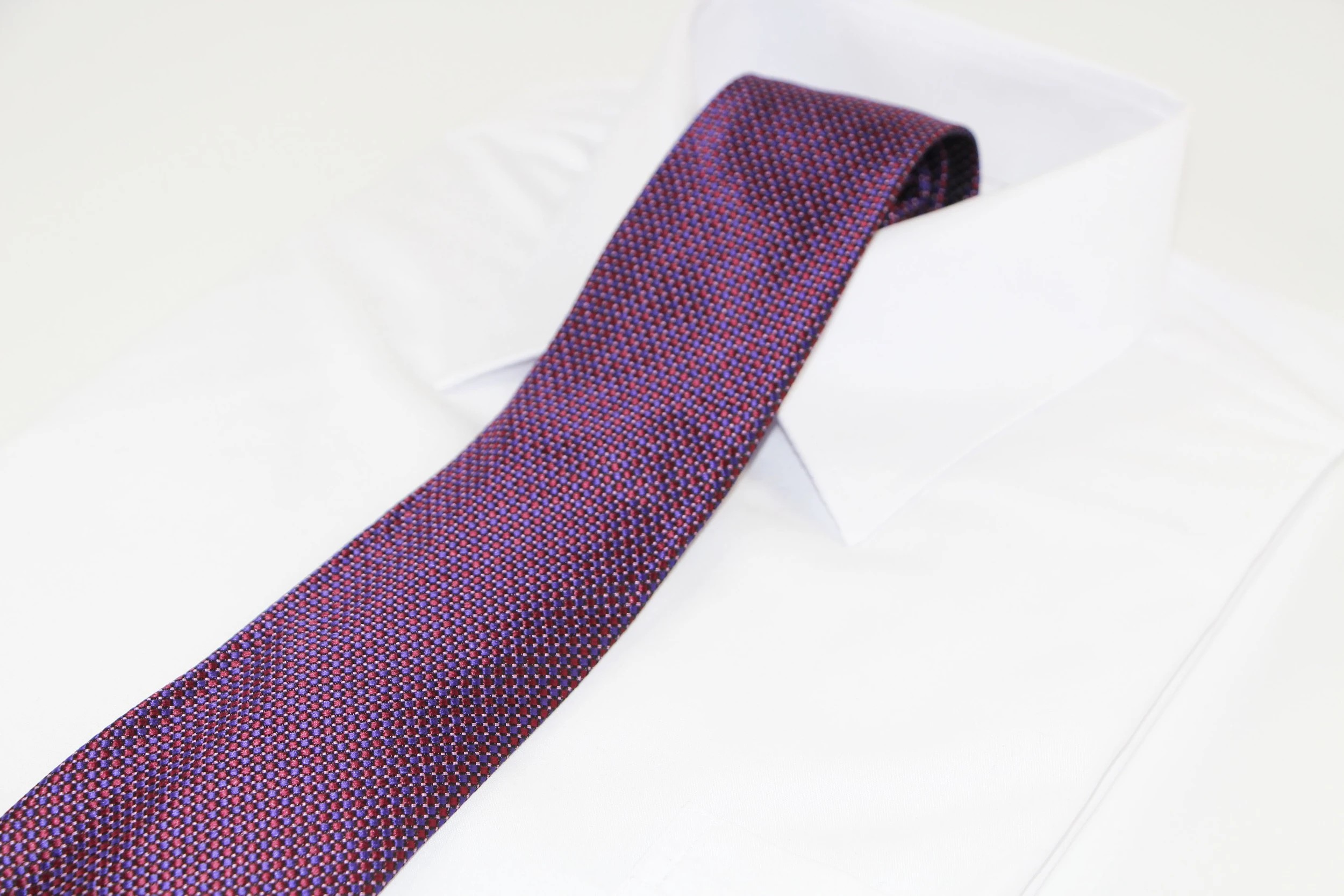 3 Zasel Mens Purple Grid Patterned 8cm Neck Tie - Multi, 3 of 3