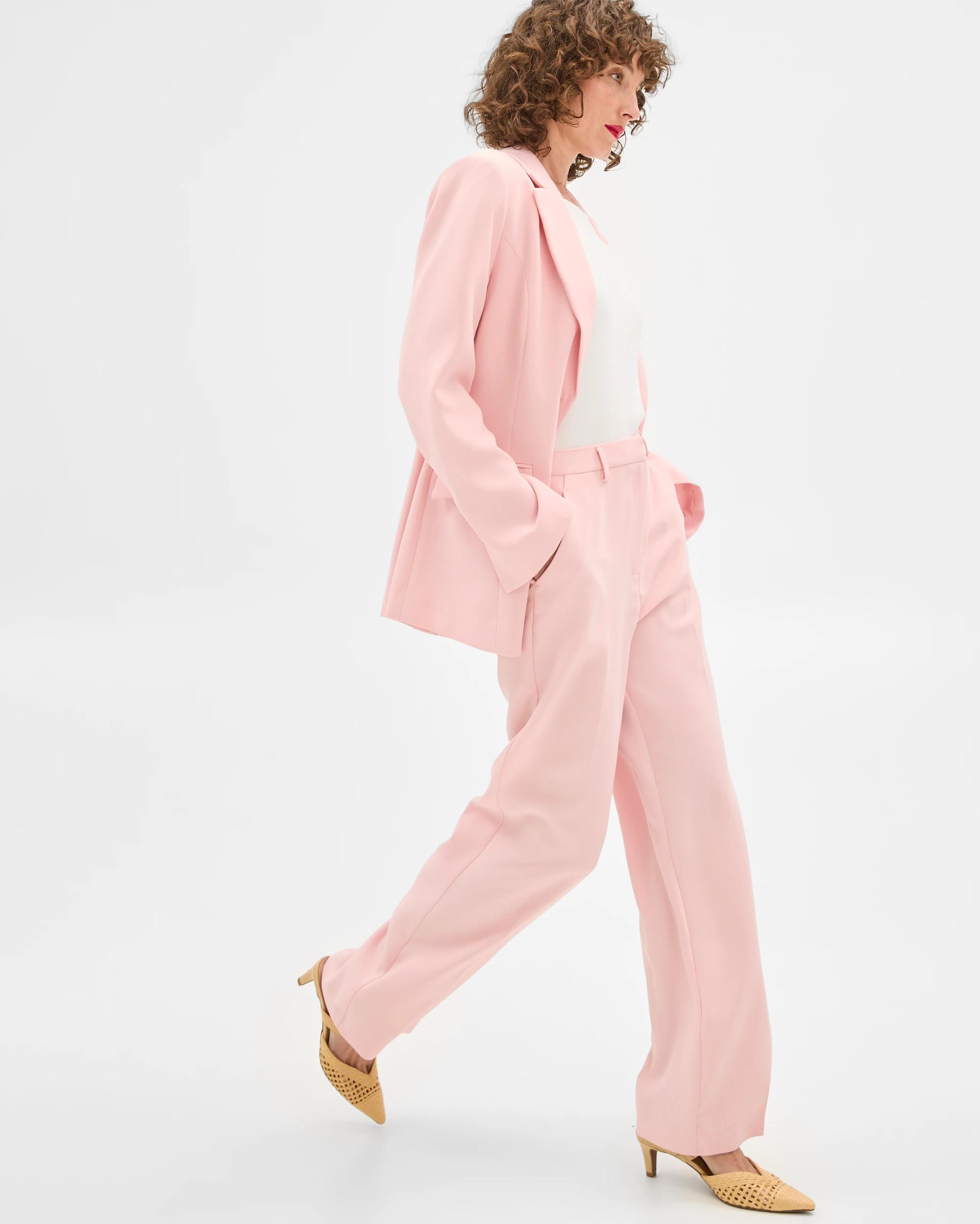 2 Crepe Tailored Single Breasted Cinched Waist Blazer - Preview PINK, 2 of 9