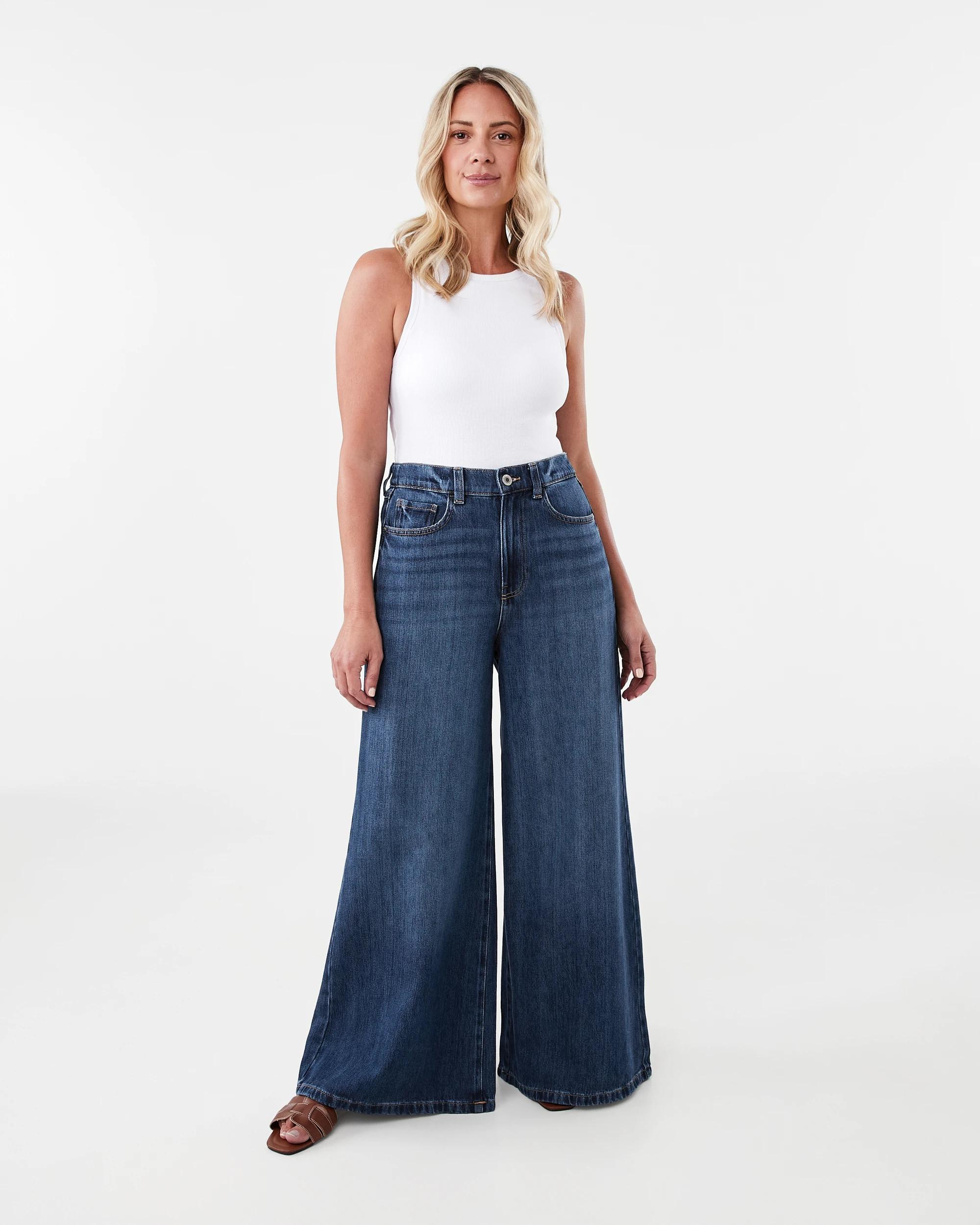 2 Palazzo Jeans Dark Wash, 2 of 8