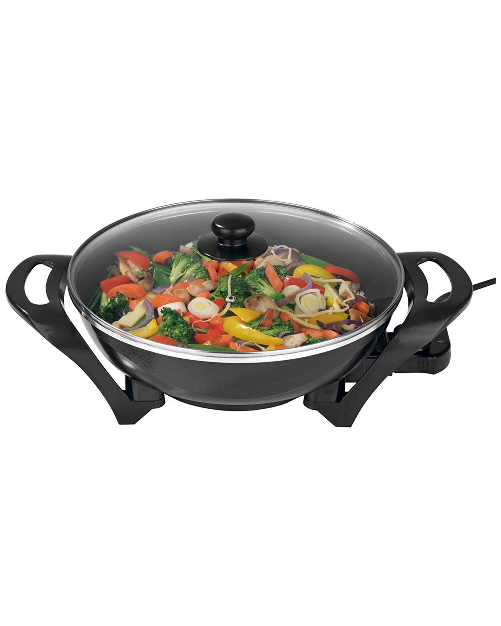 2 Lenoxx 4.5l 1500w Large Electric Wok/non-stick/stir-fry/cooking Pan/cooker - Black, 2 of 3