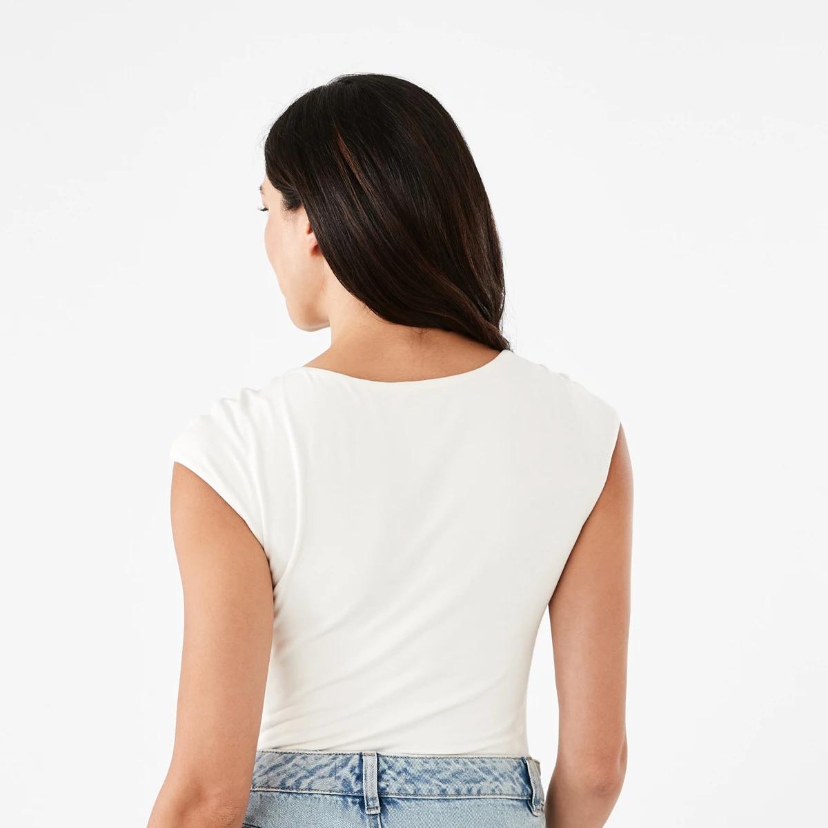 4 Cap Sleeve Bodysuit Ecru, 4 of 6