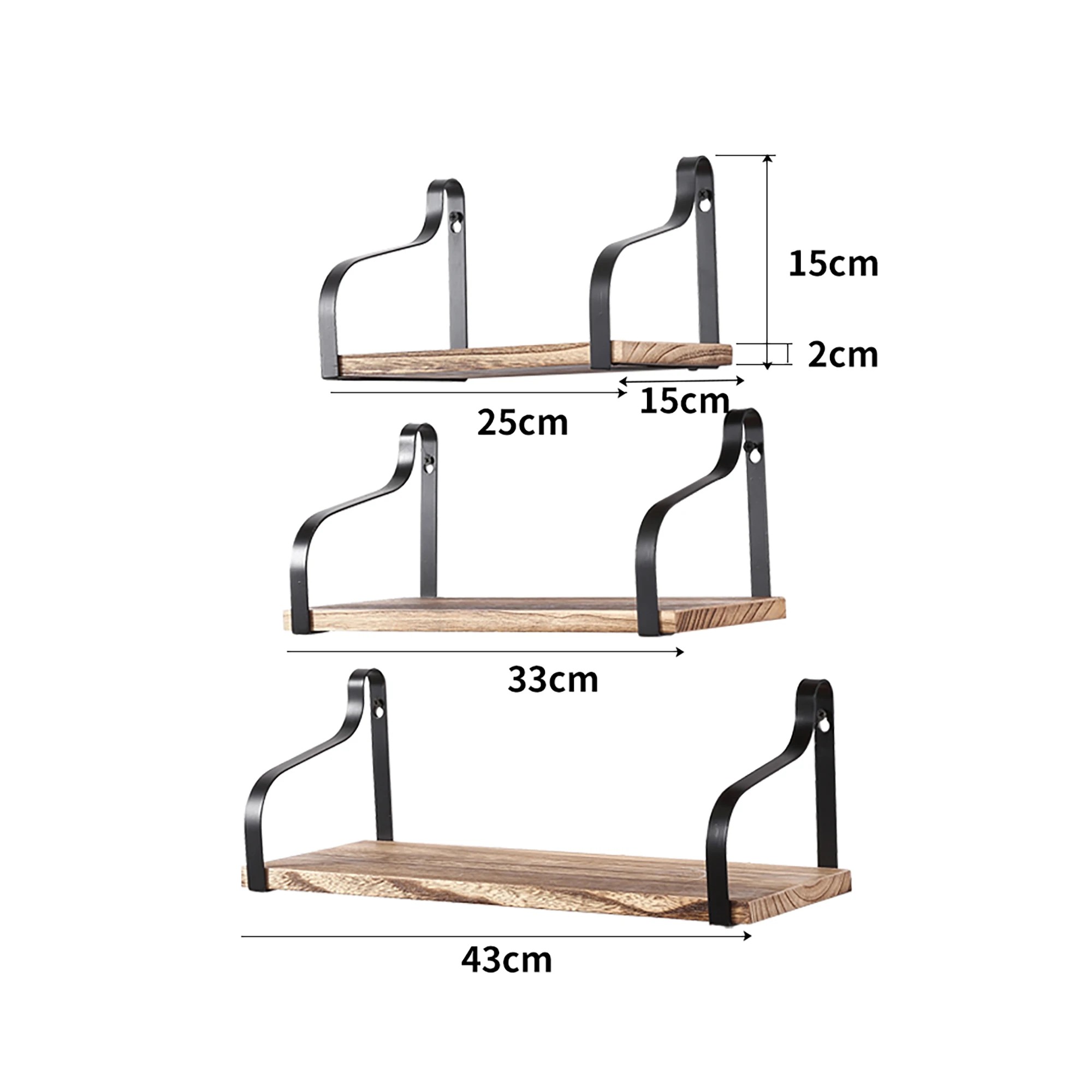 3 Levede 3Pcs Wall Mount Floating Bookshelf - Brown, 3 of 6