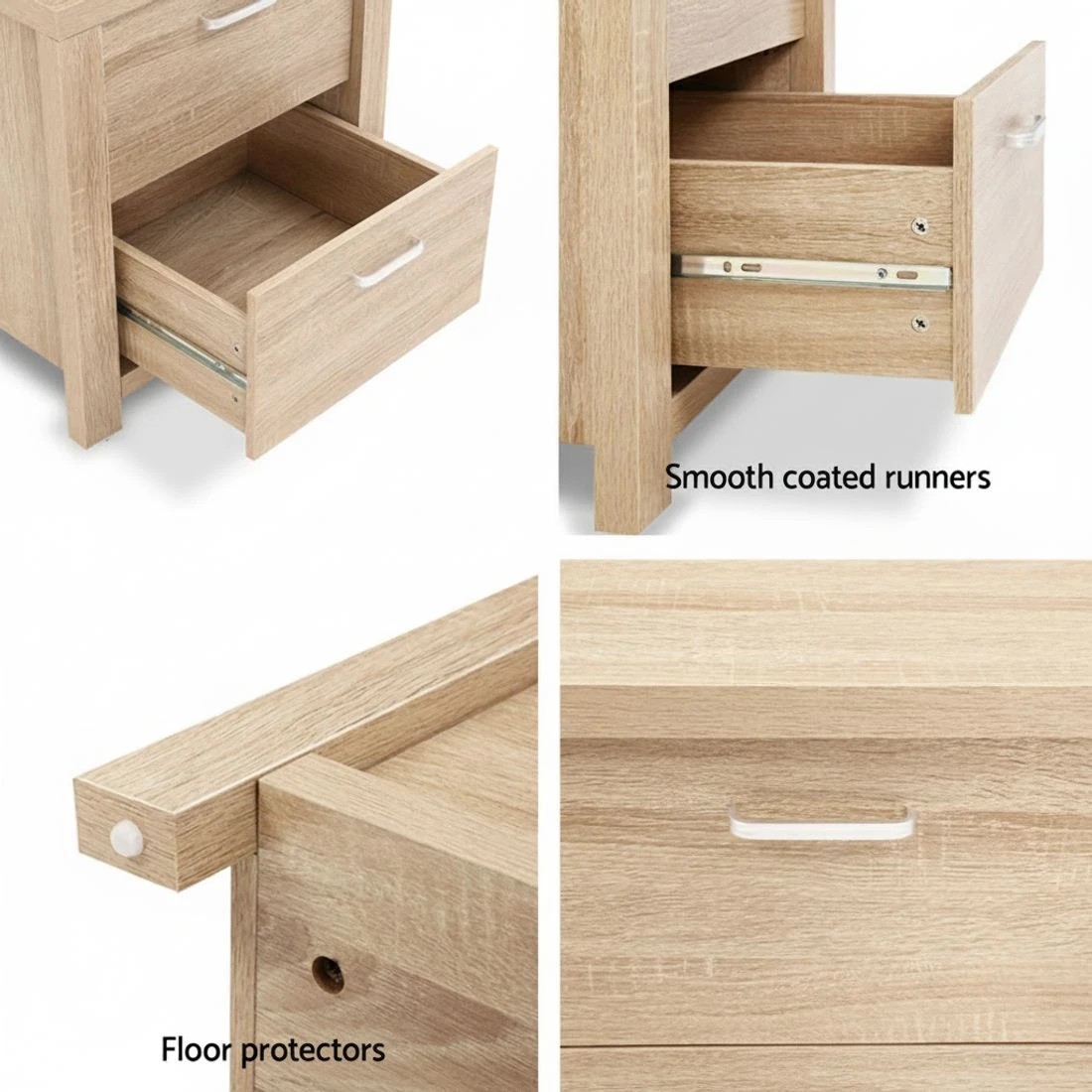 3 Artiss 2x Bedside Table 2 Drawers - Natural, 3 of 6