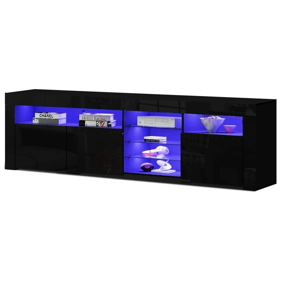 1 Artiss Entertainment Unit TV Cabinet LED 180cm - Black, 1 of 8