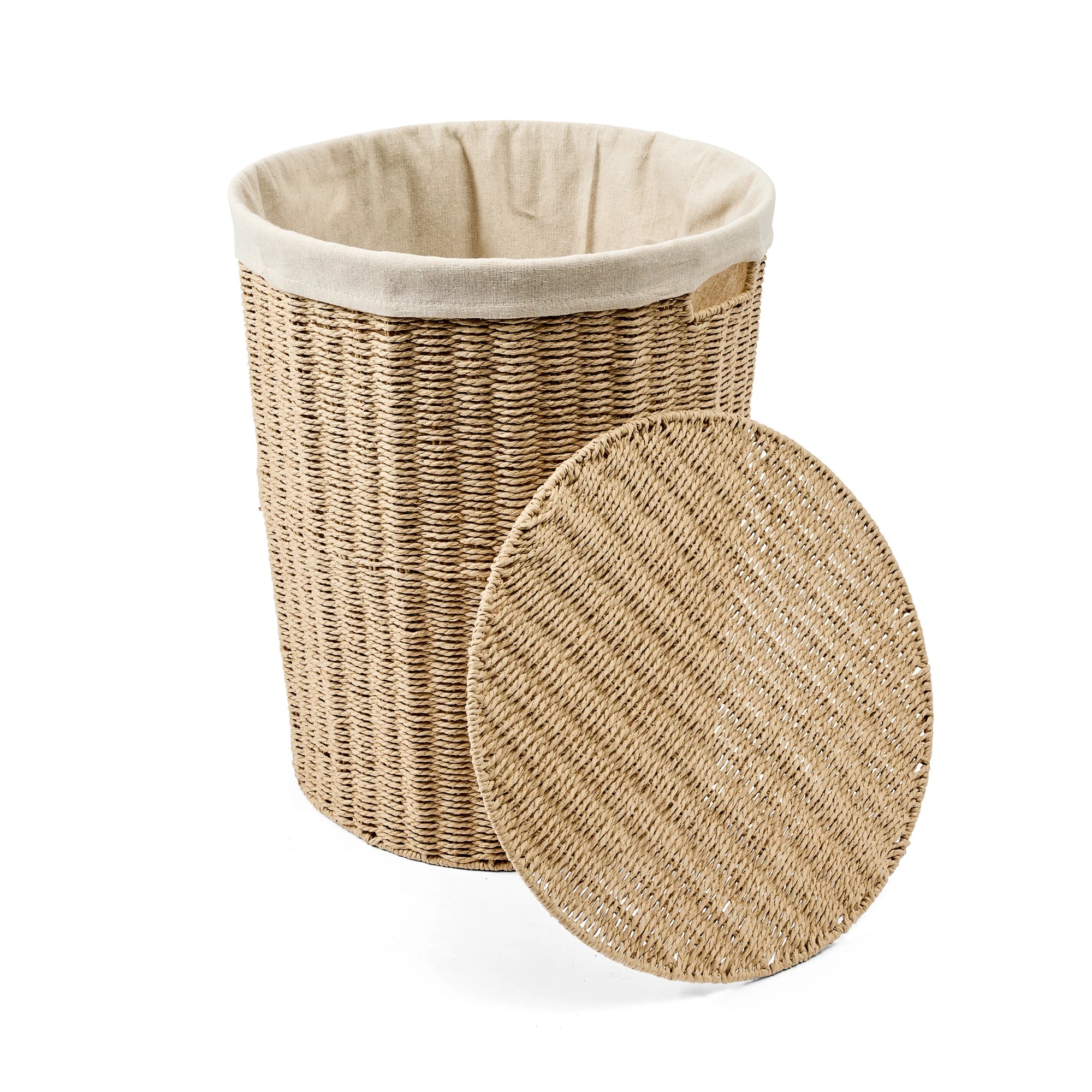 6 Round Paper Rope Hamper with Lid - Beige, 6 of 9