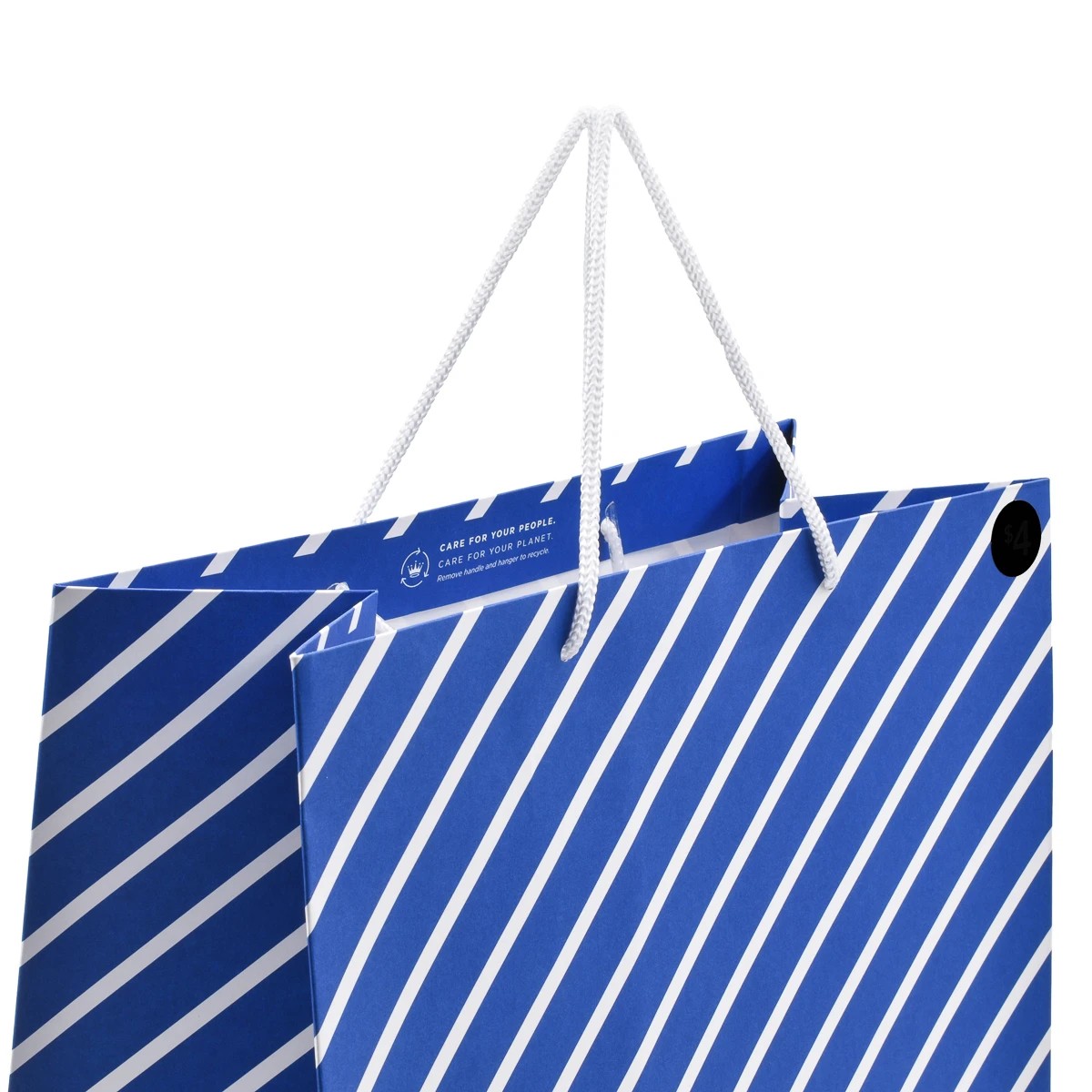 3 Hallmark Large Blue Diagonal White Stripe Gift Bag, 3 of 3