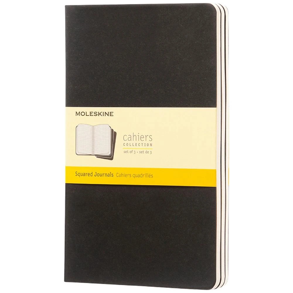 1 Moleskine Cahier Large Notebook Grid 3 Pack Black, 1 of 5