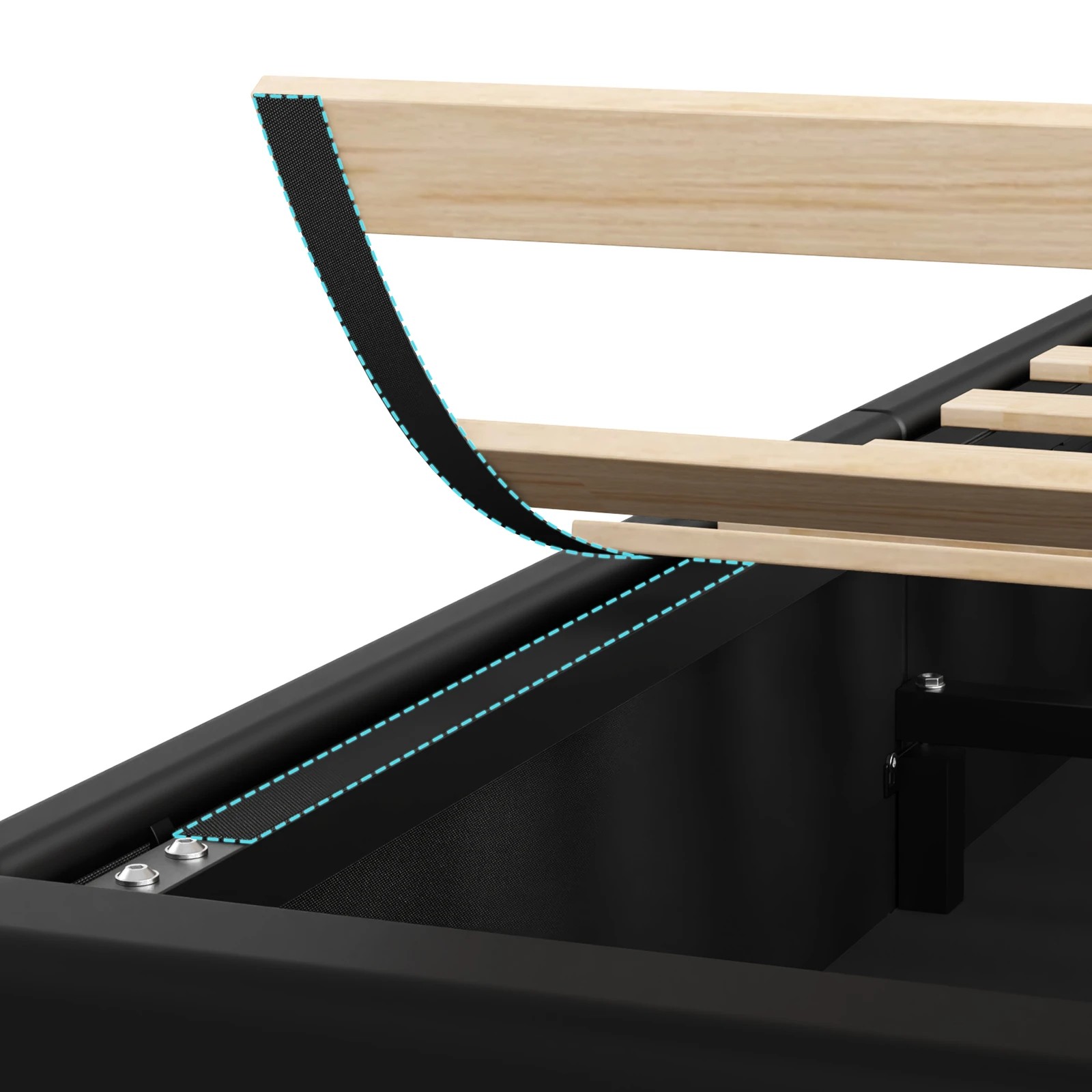 10 Alfordson Bed Frame Double Gas Lift Storage Adjustable Headboard Luria - Black, 10 of 10