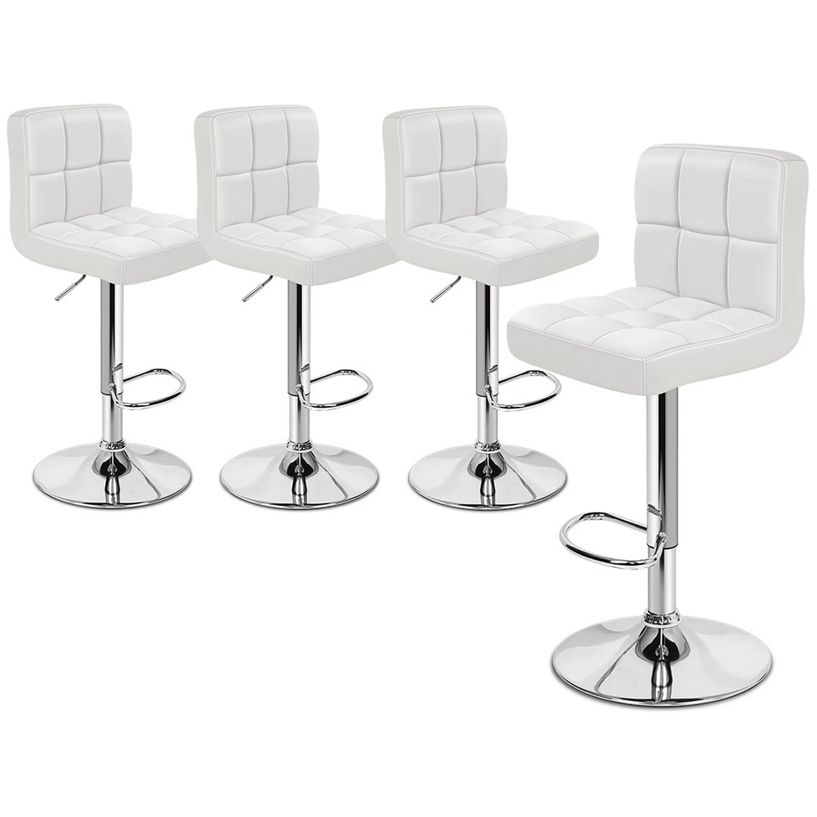 1 Alfordson 4x Bar Stools Ralph Kitchen Swivel Chair Leather Gas Lift - White, 1 of 10