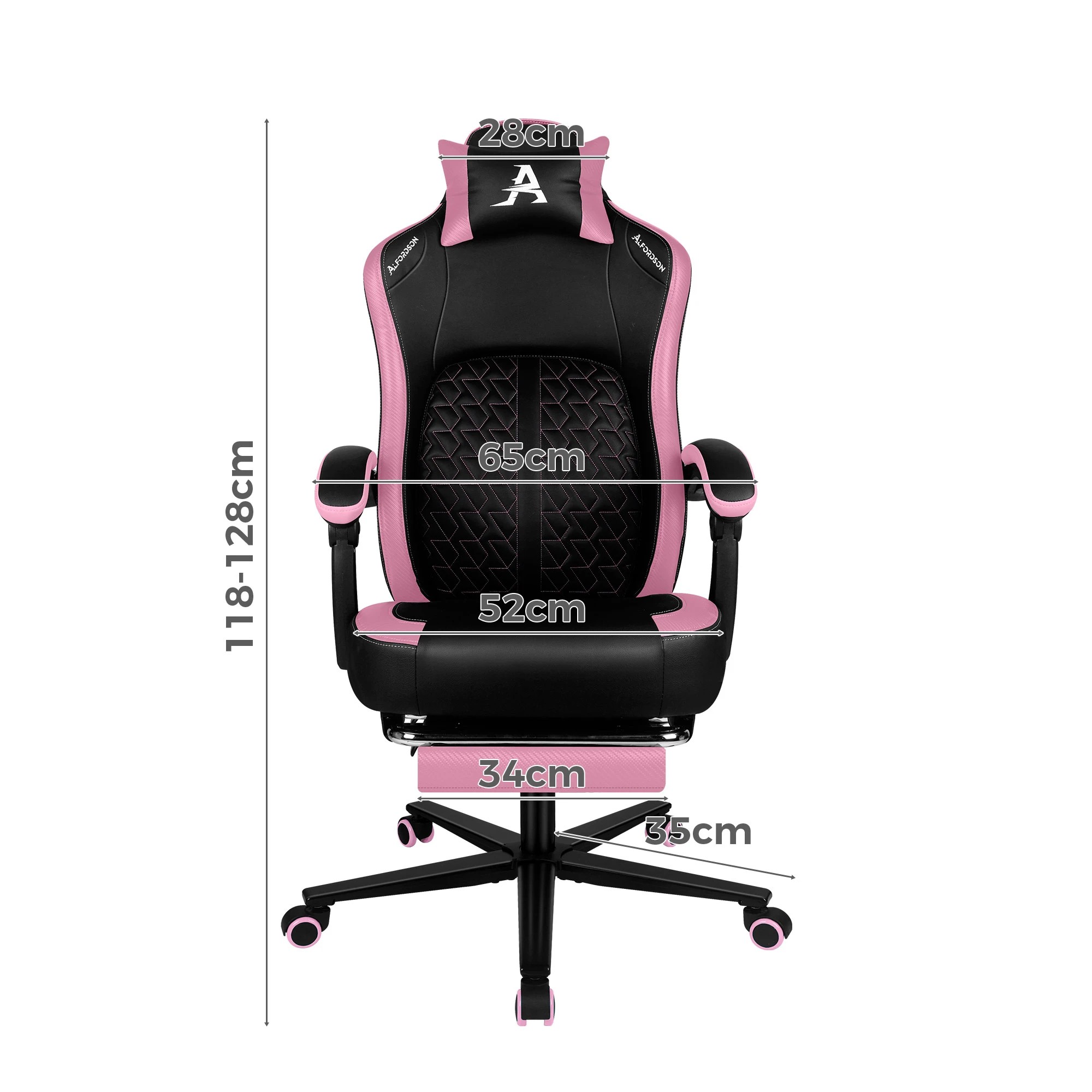 2 Alfordson Gaming Office Chair Ergonomic Computer Footrest Leather - Pink, 2 of 4