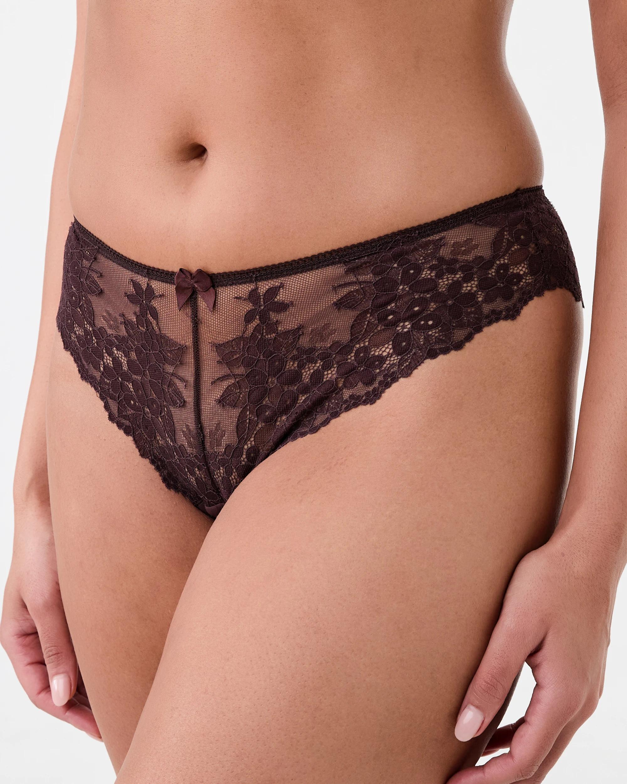 2 Co-ordinated Lace Cheeky Bikini Briefs Choc Chip, 2 of 6