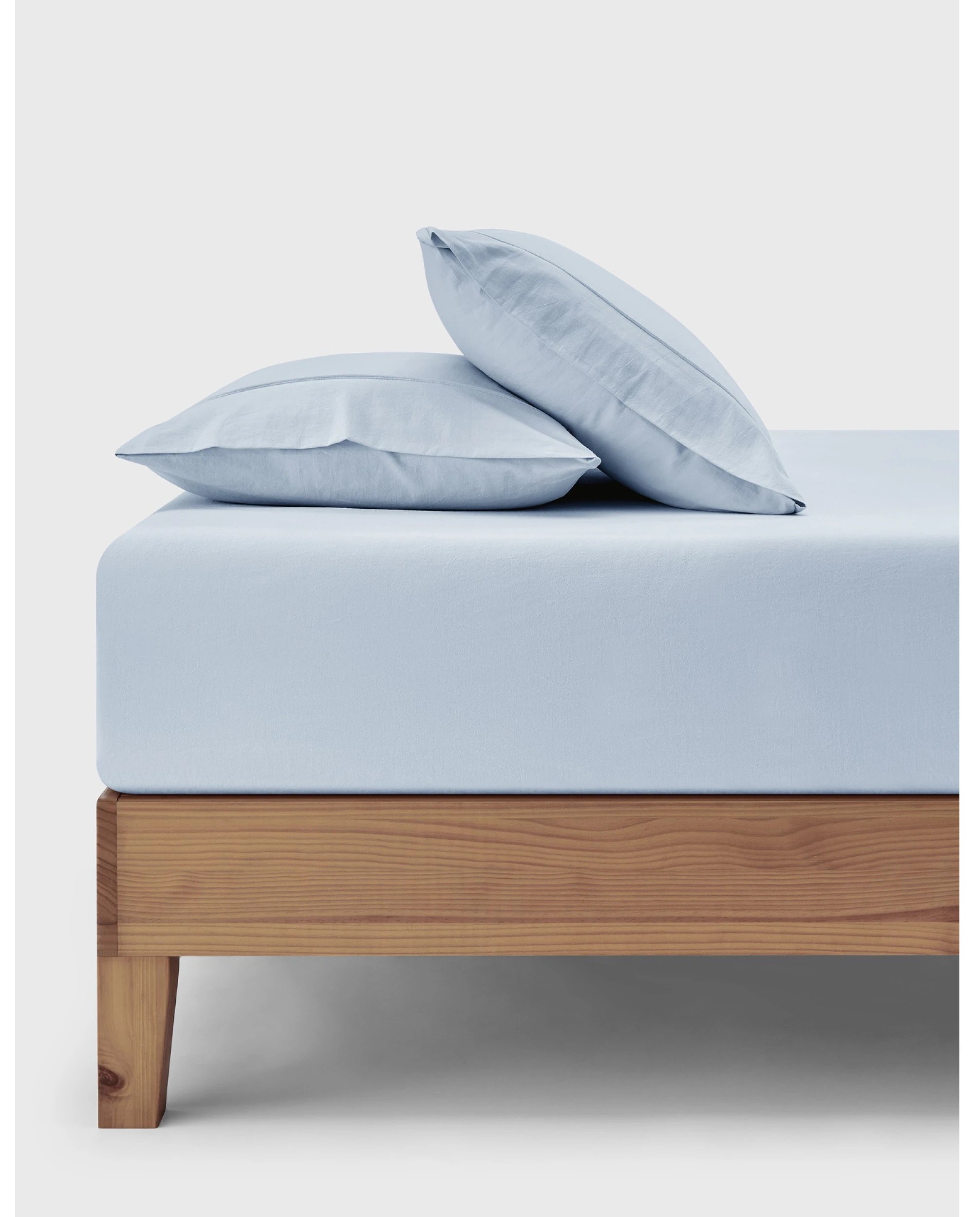 1 Dreamaker Bonnie Washed Cotton Fitted Sheet Set - Super King Bed - Sky, 1 of 6