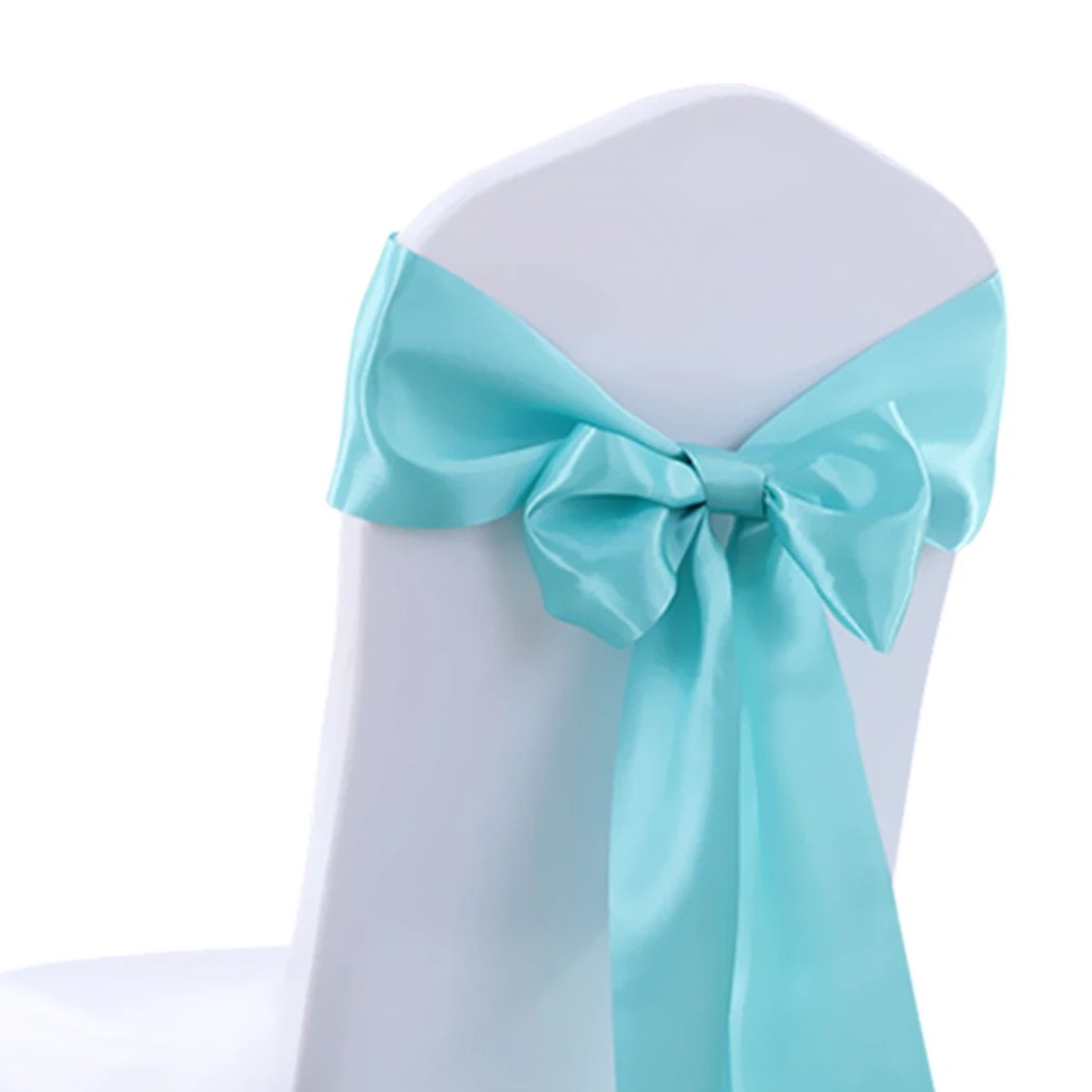 6 Traderight 50 Pcs Satin Chair Sashes - Blue, 6 of 7