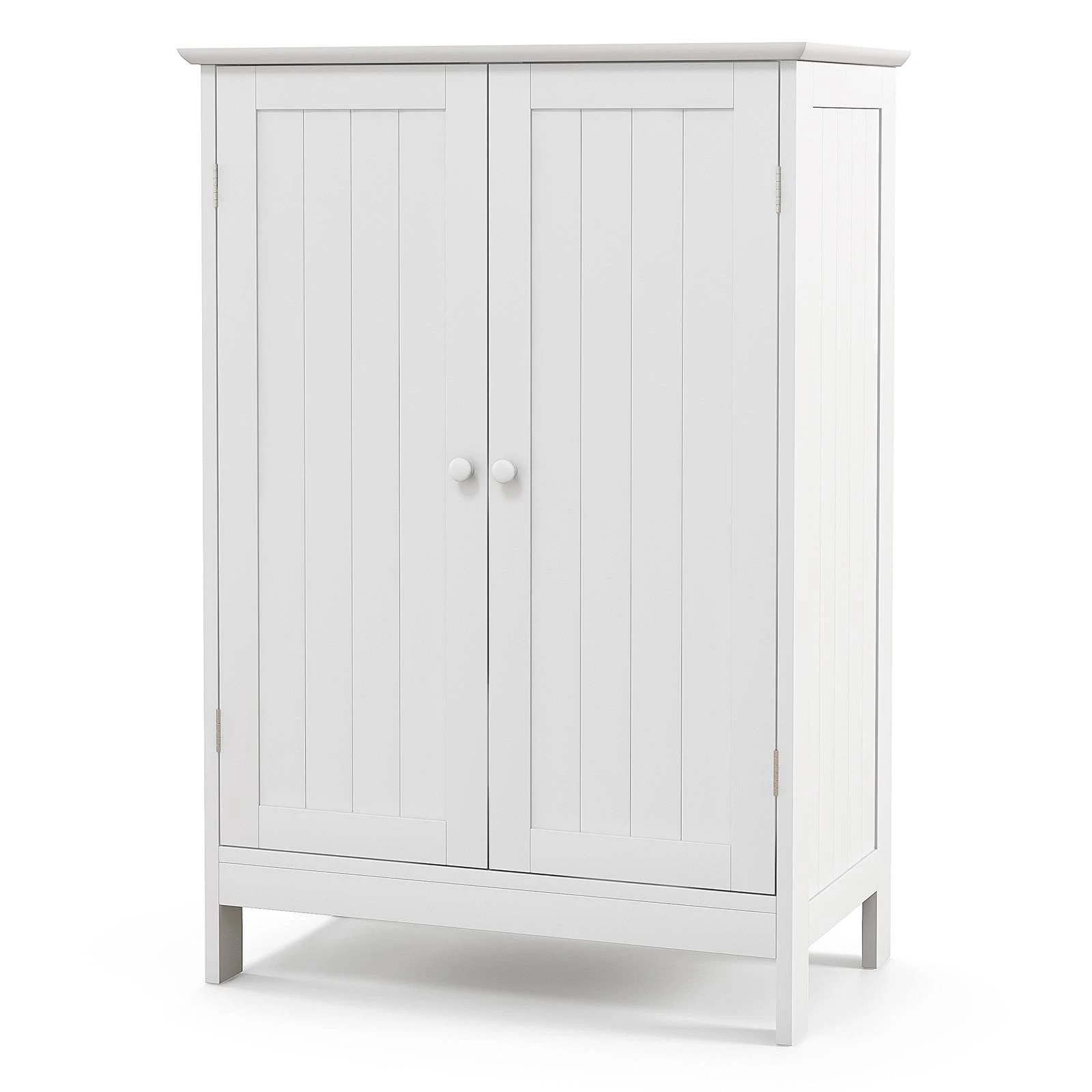 1 Costway Bathroom Cabinet Wooden Storage Cupboard w/2 Doors Hallway Table - White, 1 of 6