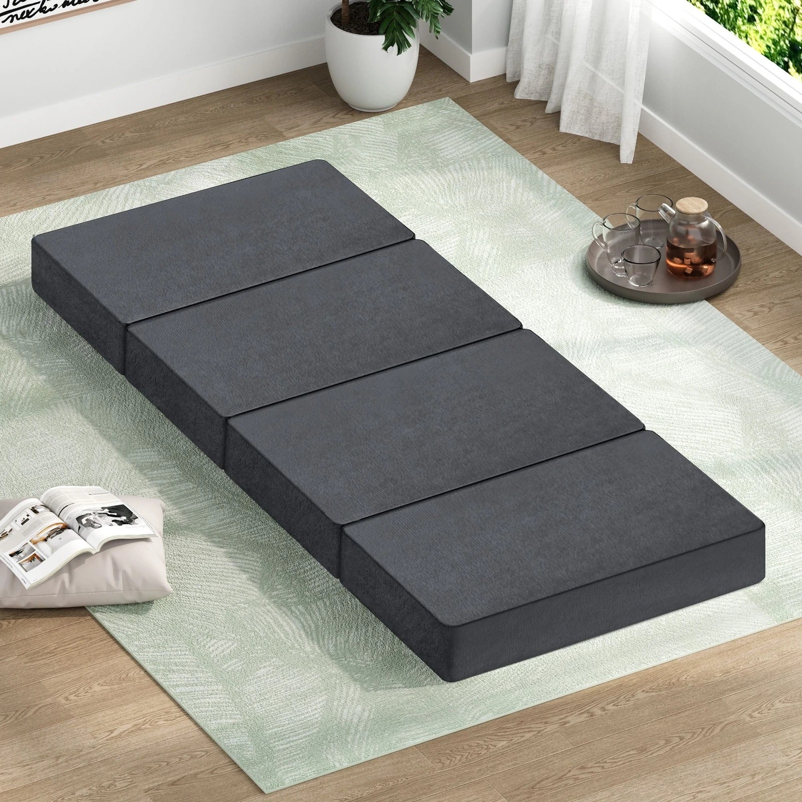 4 Starry Eucalypt Foldable Mattress Folding Foam Camping 70X180CM - Grey, 4 of 4