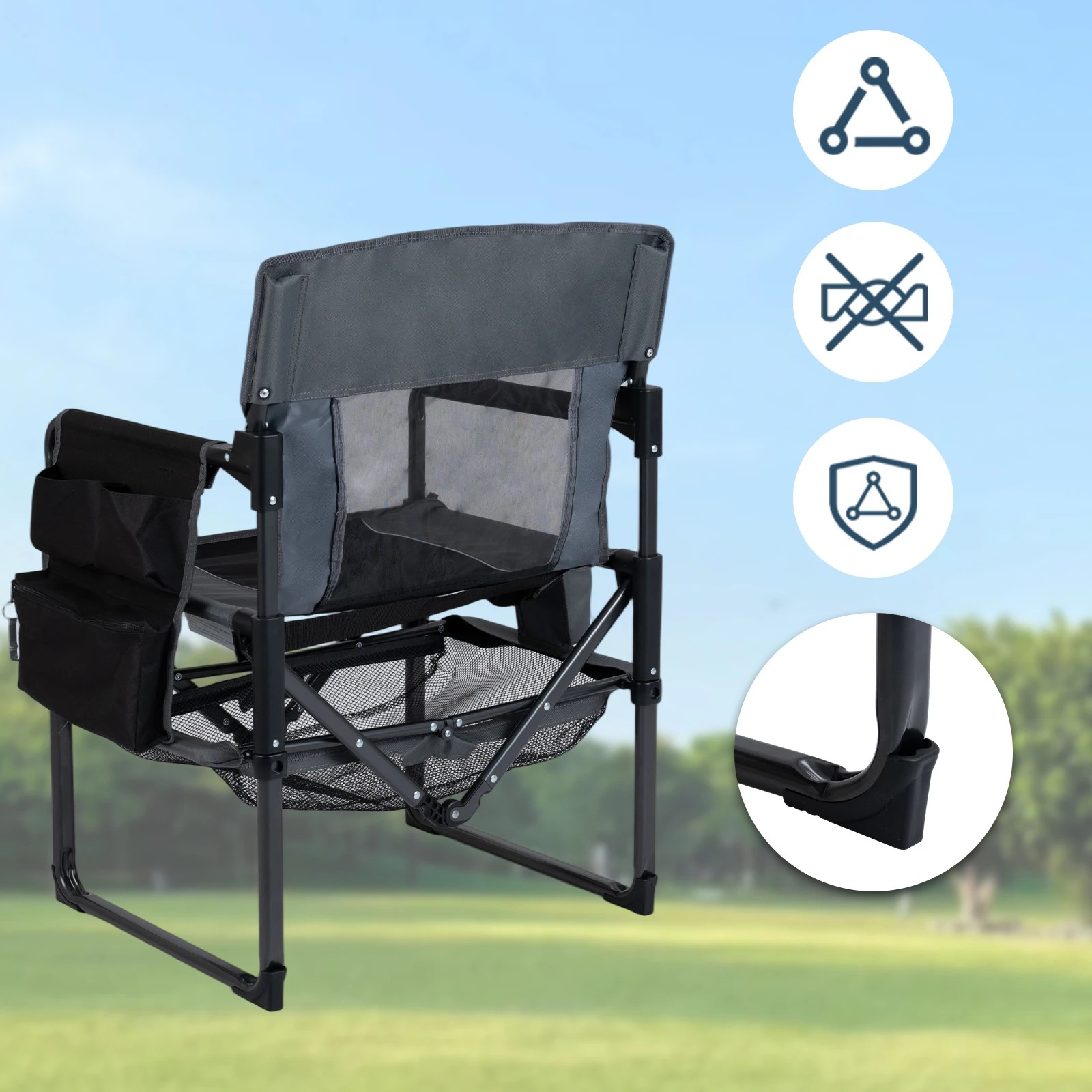 3 Costway Outdoor Camping Chair Folding Lawn Chair w/Cup Holder & Pocket Bottle - Black, 3 of 6
