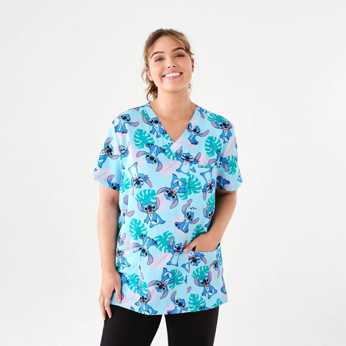 1 Work Short Sleeve Disney Lilo & Stitch License Scrub Top Stitch, 1 of 6