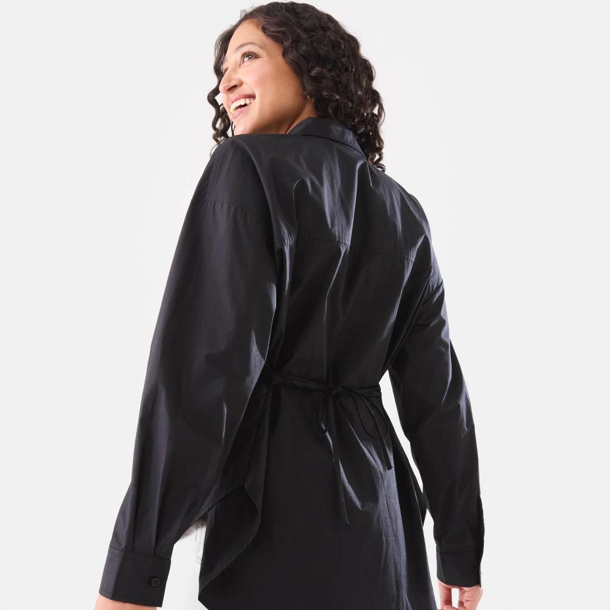 5 Long Sleeve Tie Back Detail Shirt Black, 5 of 7