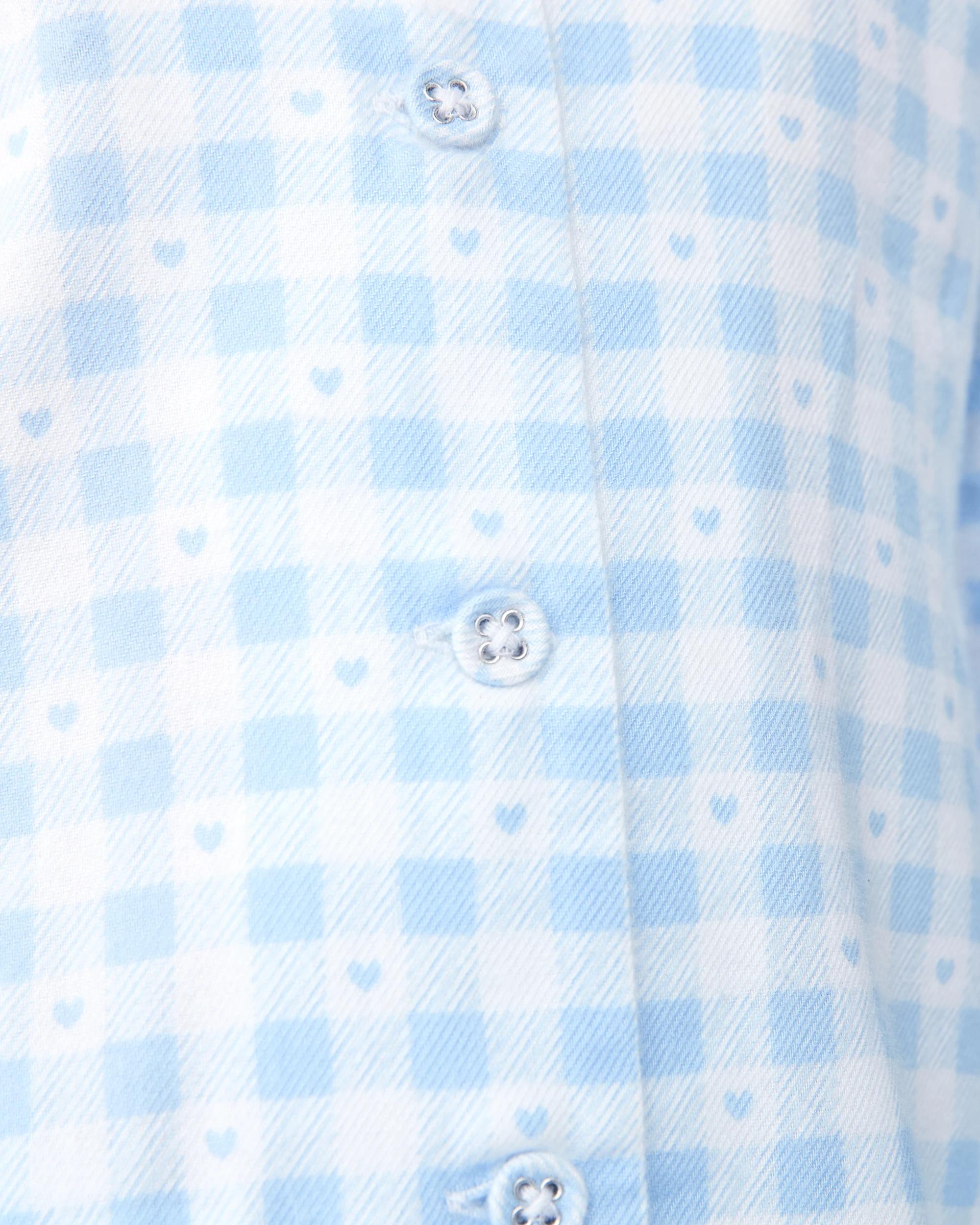 6 Print Flannel Pyjama Set Blu Check, 6 of 7