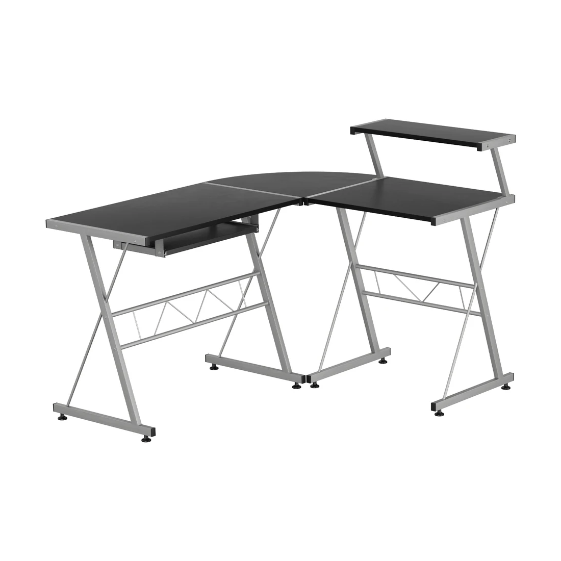 1 Artiss Computer Desk L-Shape Keyboard Tray Shelf - Black, 1 of 7