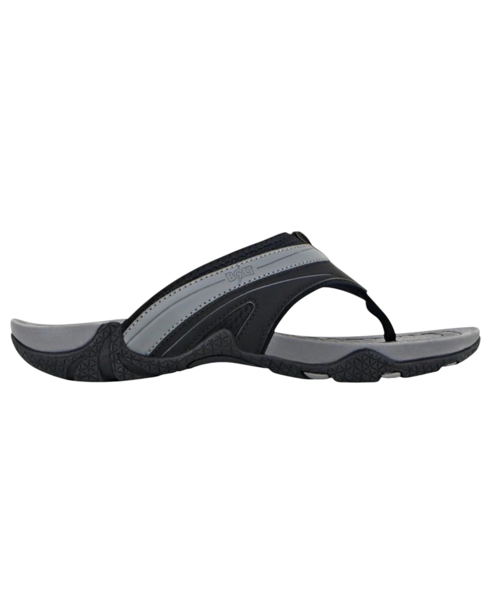 2 Lightning Bolt Mens Wayne Thongs Sandals Flip Flops BLACK/GREY, 2 of 3
