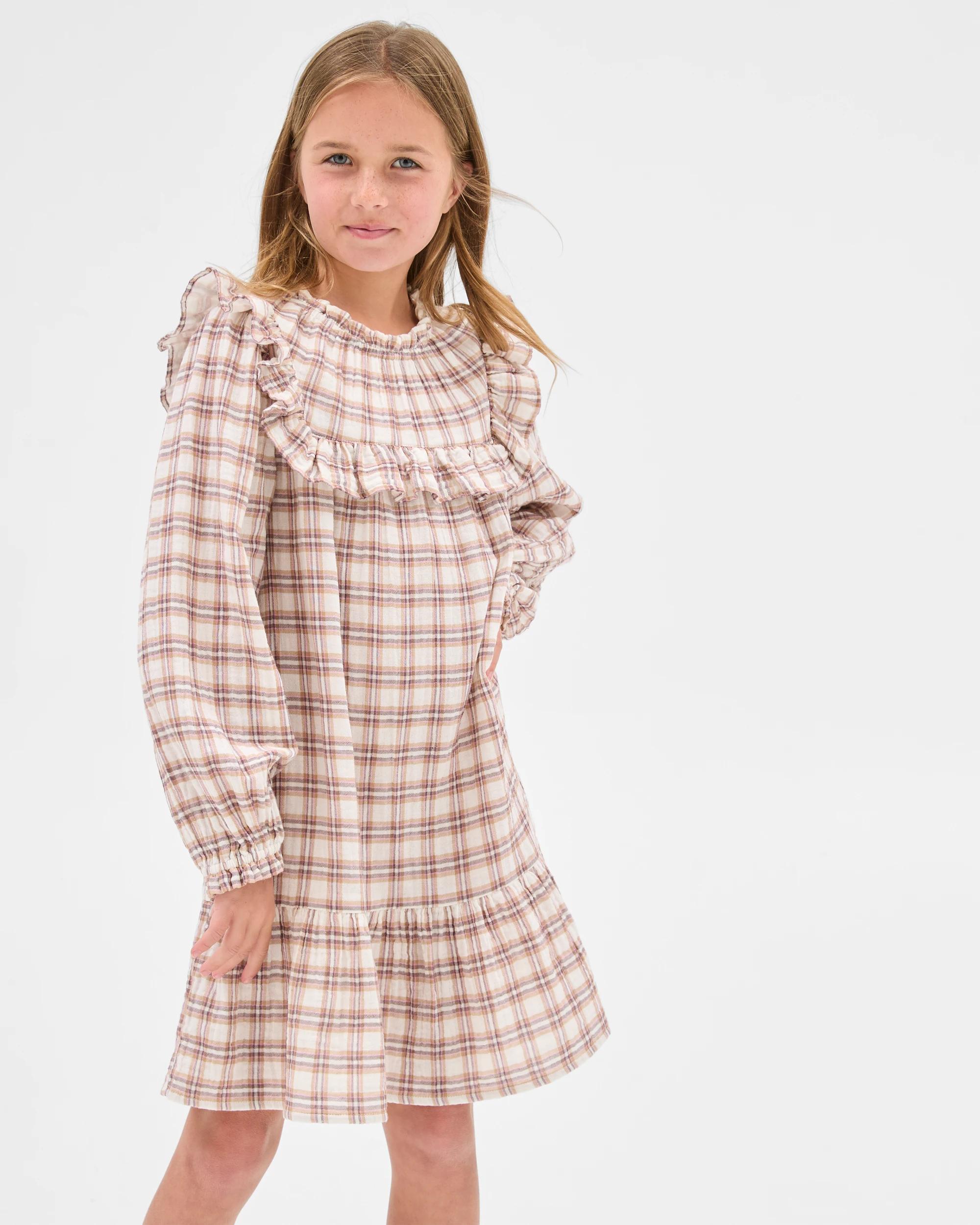 2 Target Kids Long Balloon Sleeve Woven Dress CHECK, 2 of 8