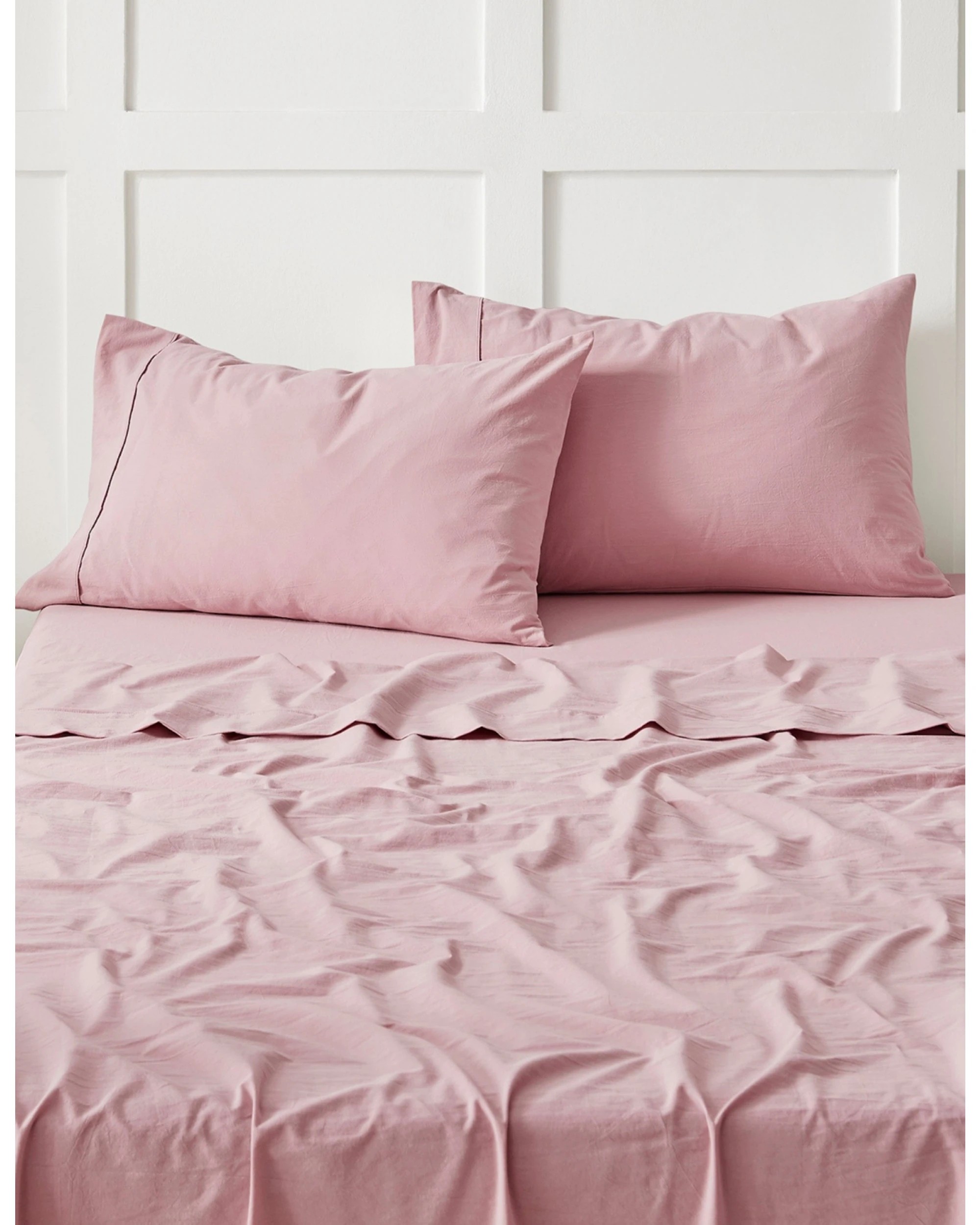 2 Dreamaker Bonnie Washed Cotton Sheet Set - King Bed - Pink Pearl, 2 of 9
