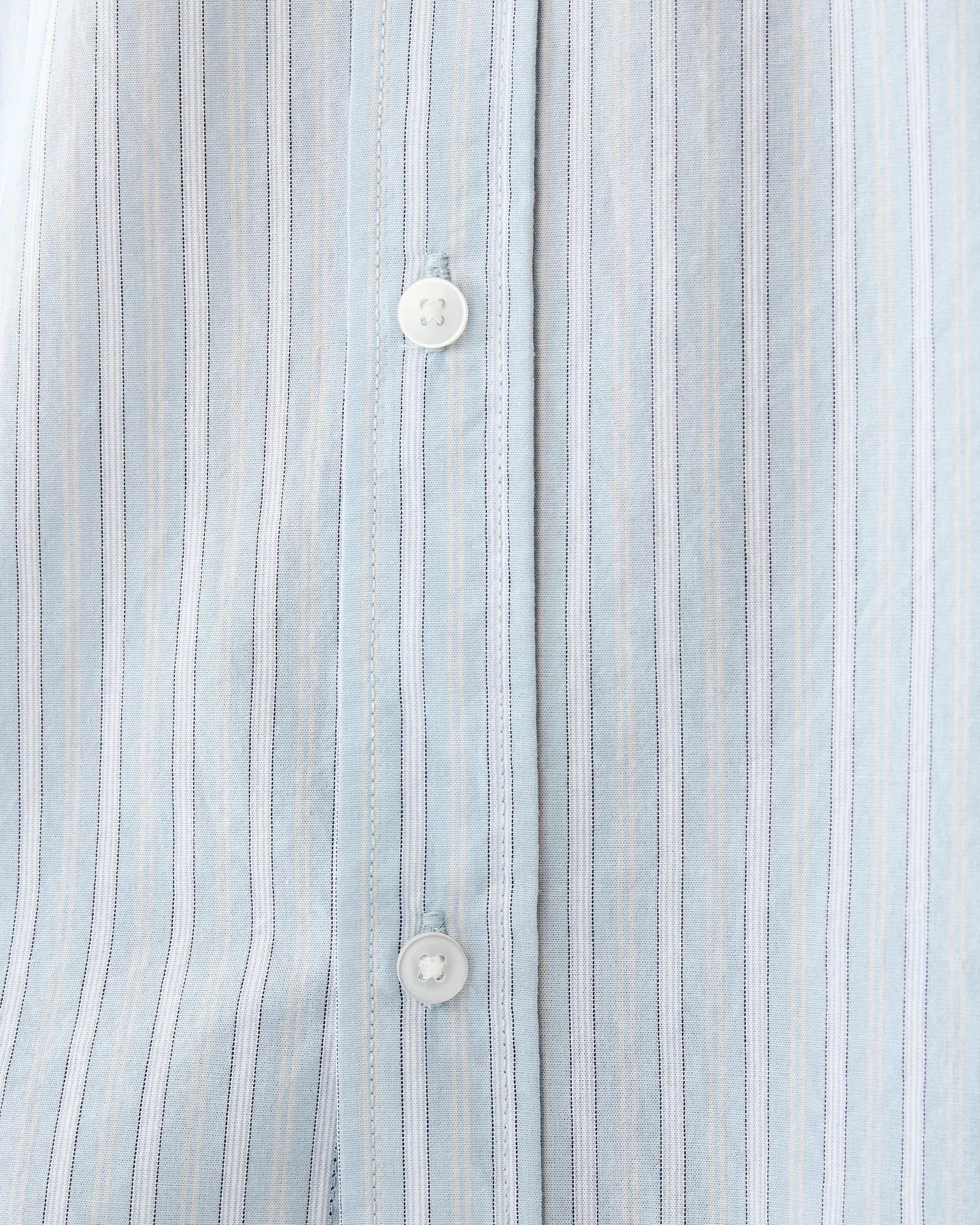 7 Short Sleeve Boxy Poplin Stripe Shirt Blu Stripe, 7 of 7