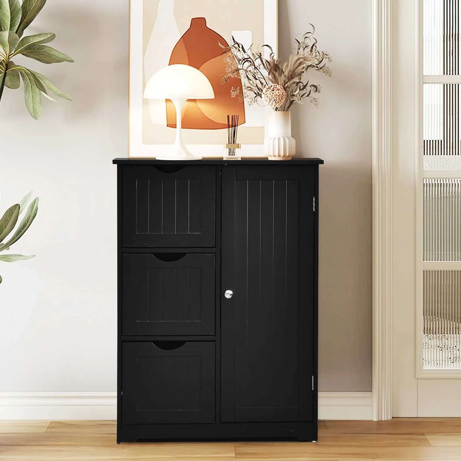 2 Costway Bathroom Floor Cabinet w/3 Drawers Entryway Storage Unit Organizer, 2 of 3