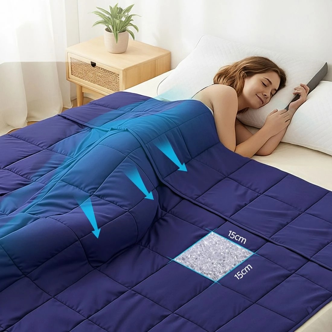 7 Giselle 9KG Adults Size Anti Anxiety Weighted Blanket Gravity Blankets Royal - Blue, 7 of 9