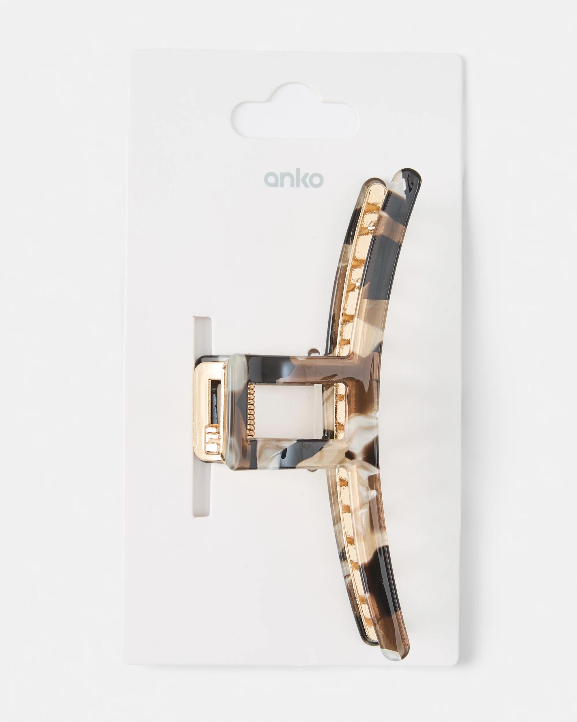 3 Square Metal Resin Claw Hair Clip Brown, 3 of 3