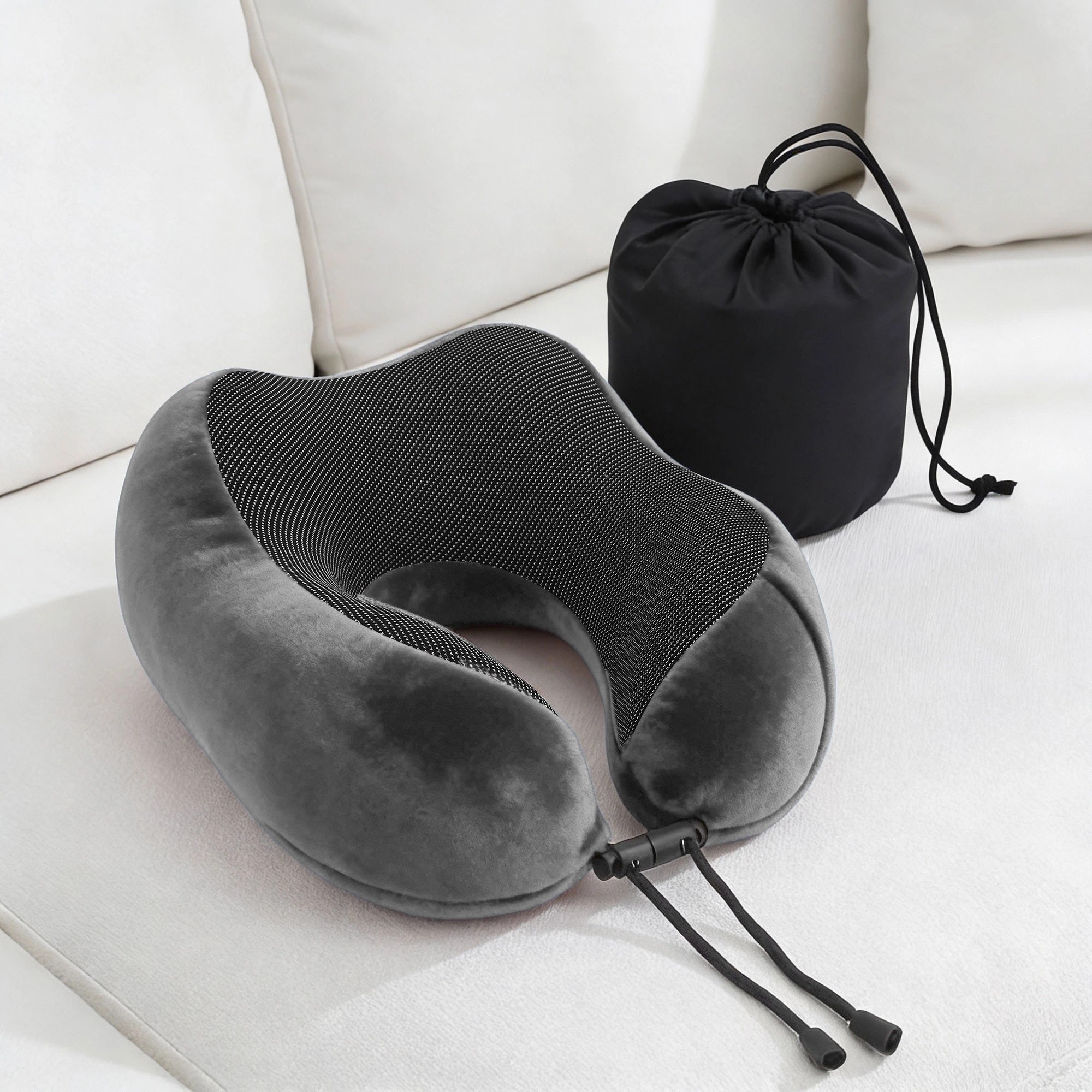 5 Wanderlite Travel Pillow for Airplanes Memory Foam Neck Pillows with Storage Bag - Grey, 5 of 5
