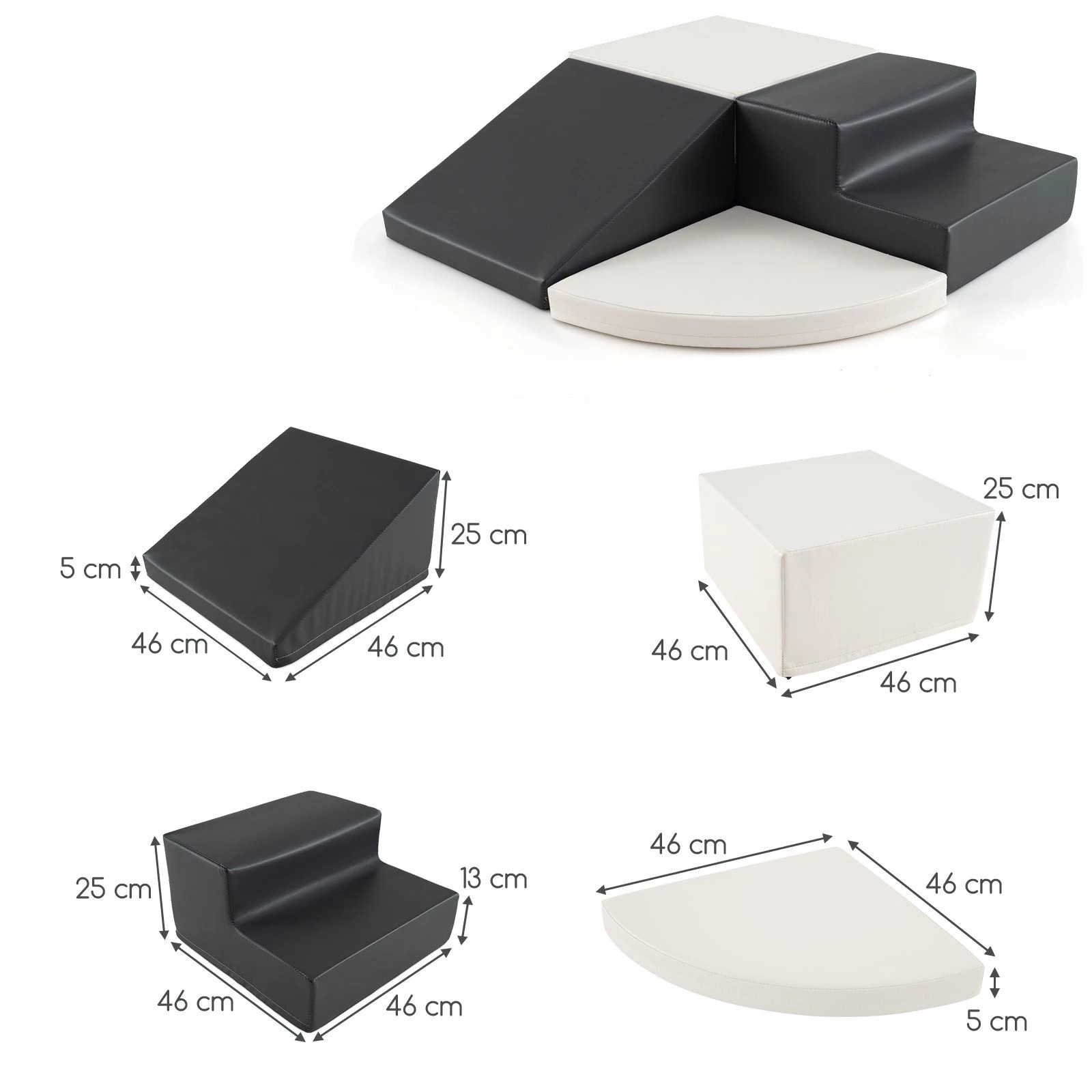 2 Costway 4PCS Soft Corner Climbing Sliding Blocks Set - Black, 2 of 2