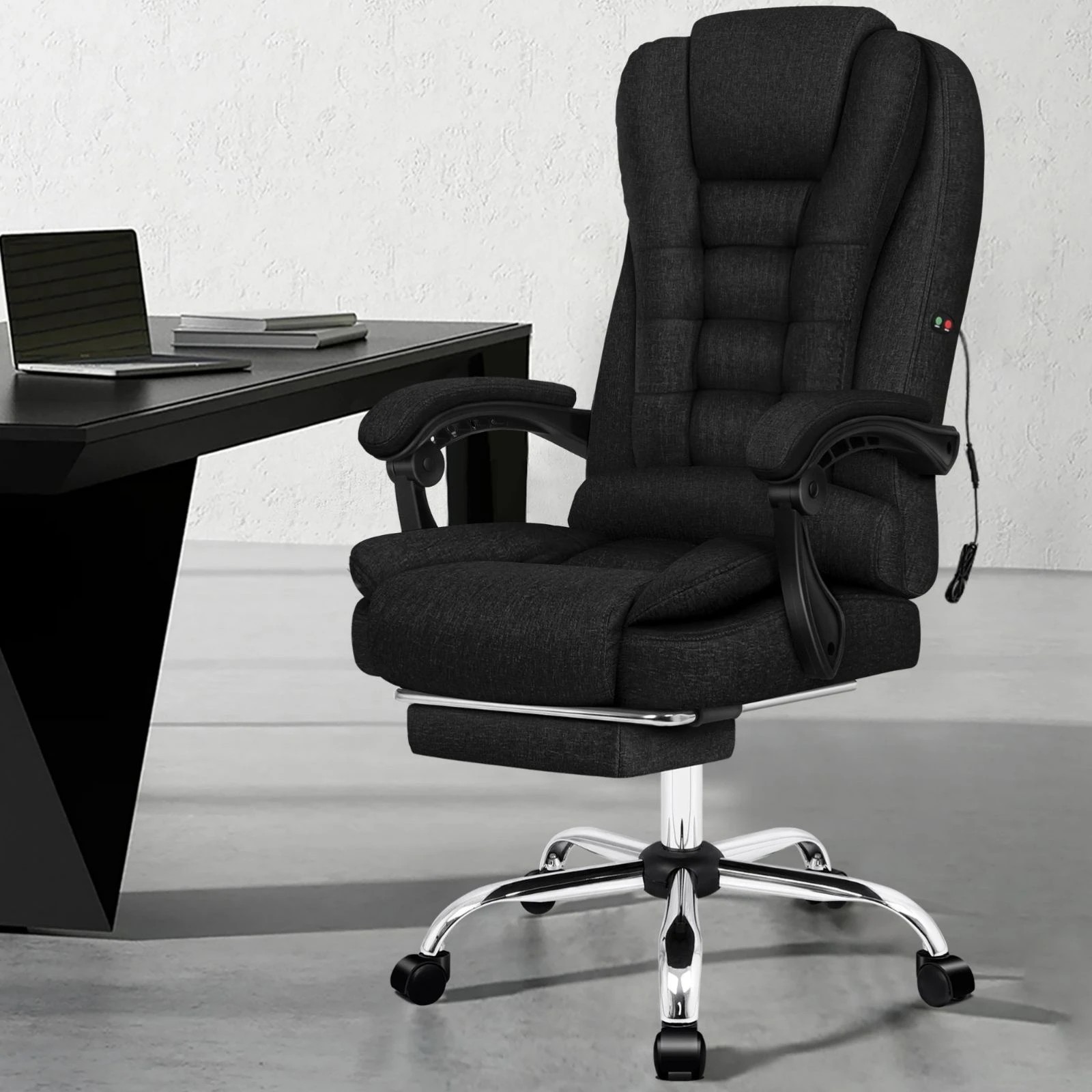 2 Alfordson Massage Office Chair Executive Fabric Seat Gaming Computer Racer - Black, 2 of 10