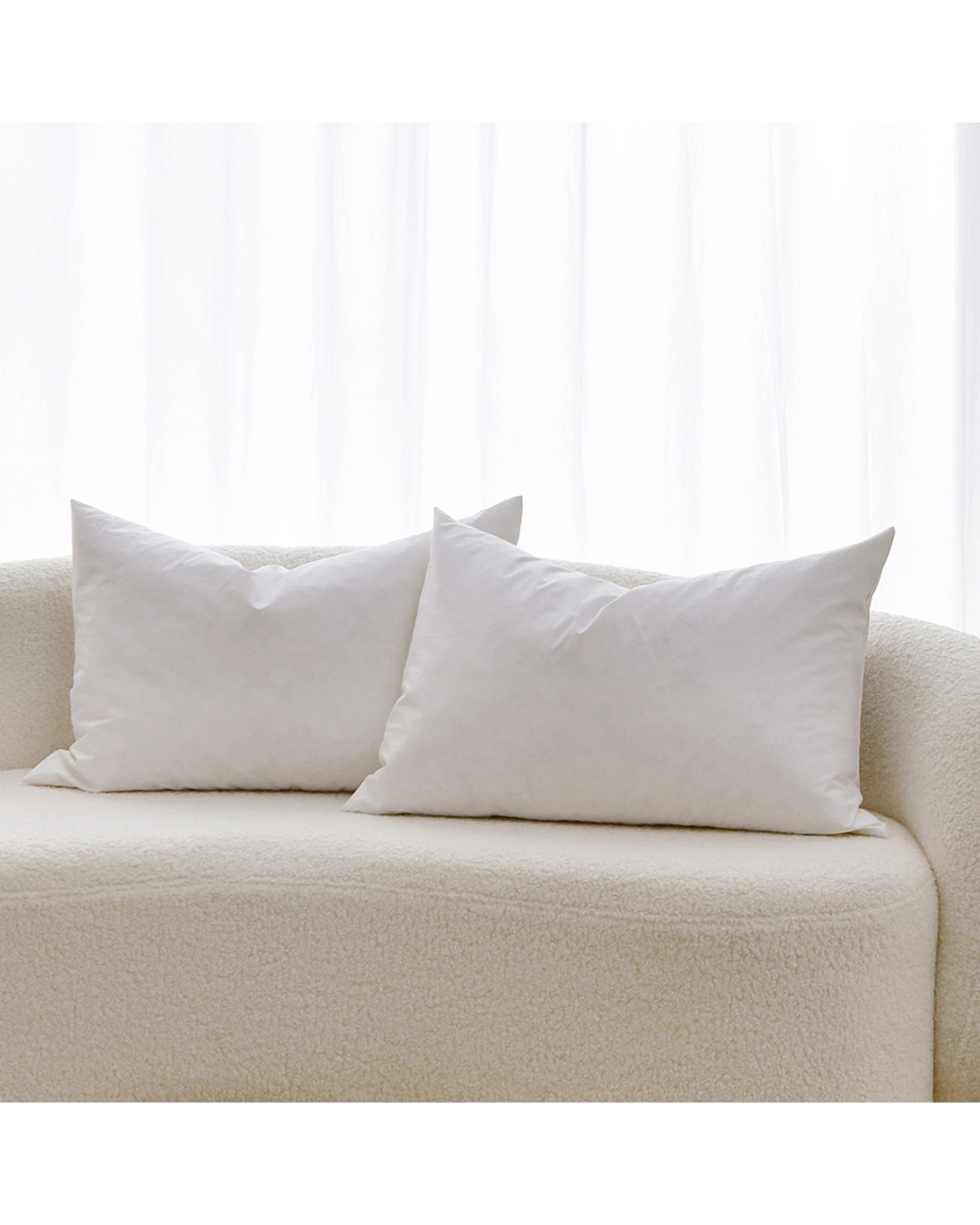 1 Dreamaker Rectangular Cushion Insert White Duck Feather Fill Twin Pack 40x60cm - White, 1 of 8