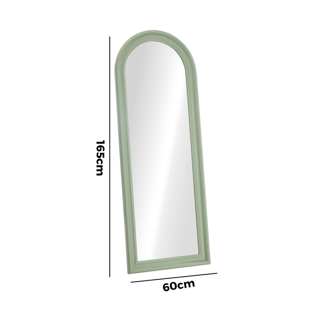 2 Oikiture Full Length Mirror Elegance Arch 165x60cm Wood Floor Mirrors - Green, 2 of 10